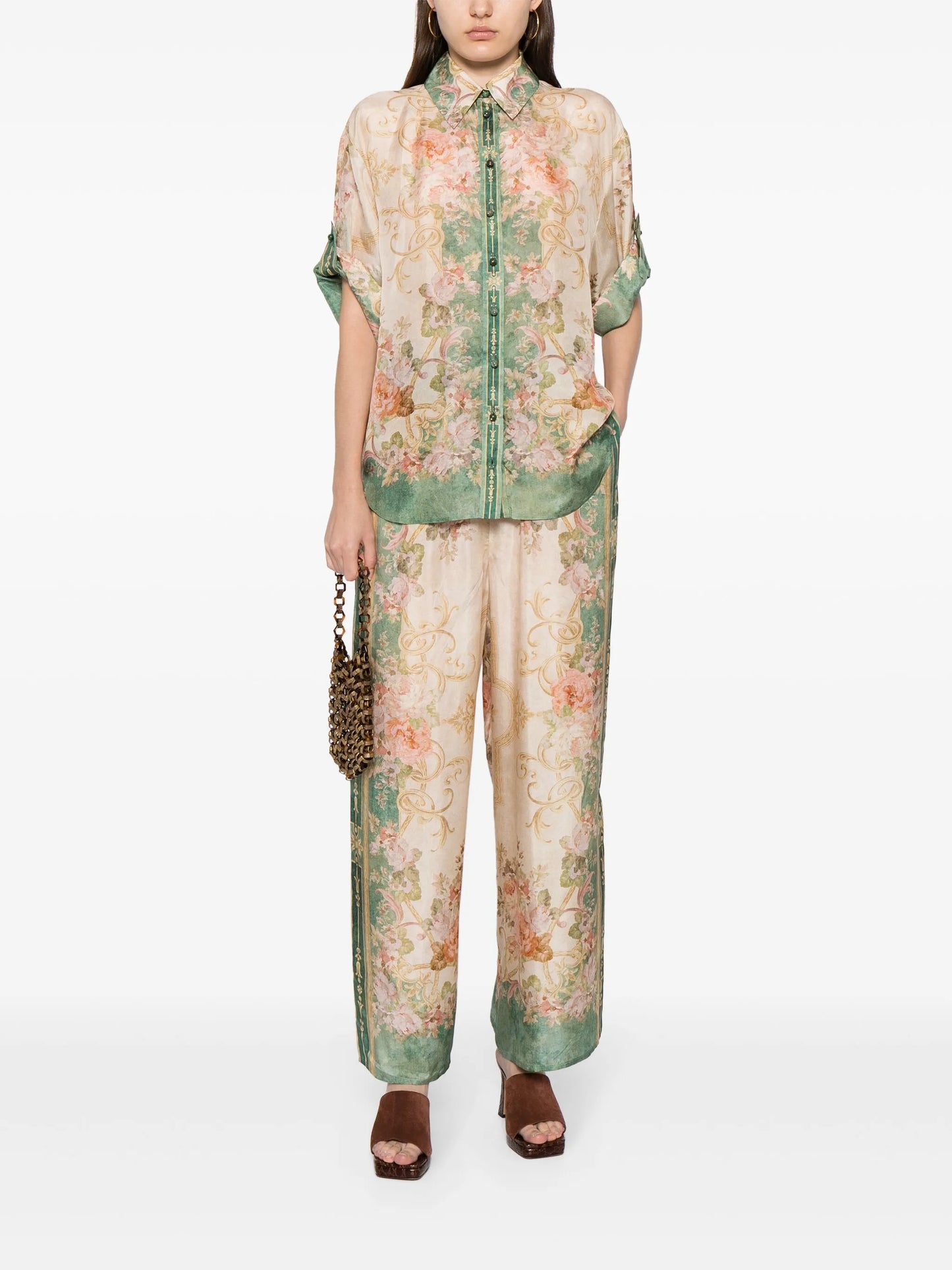 August drawstring silk wide-leg trousers