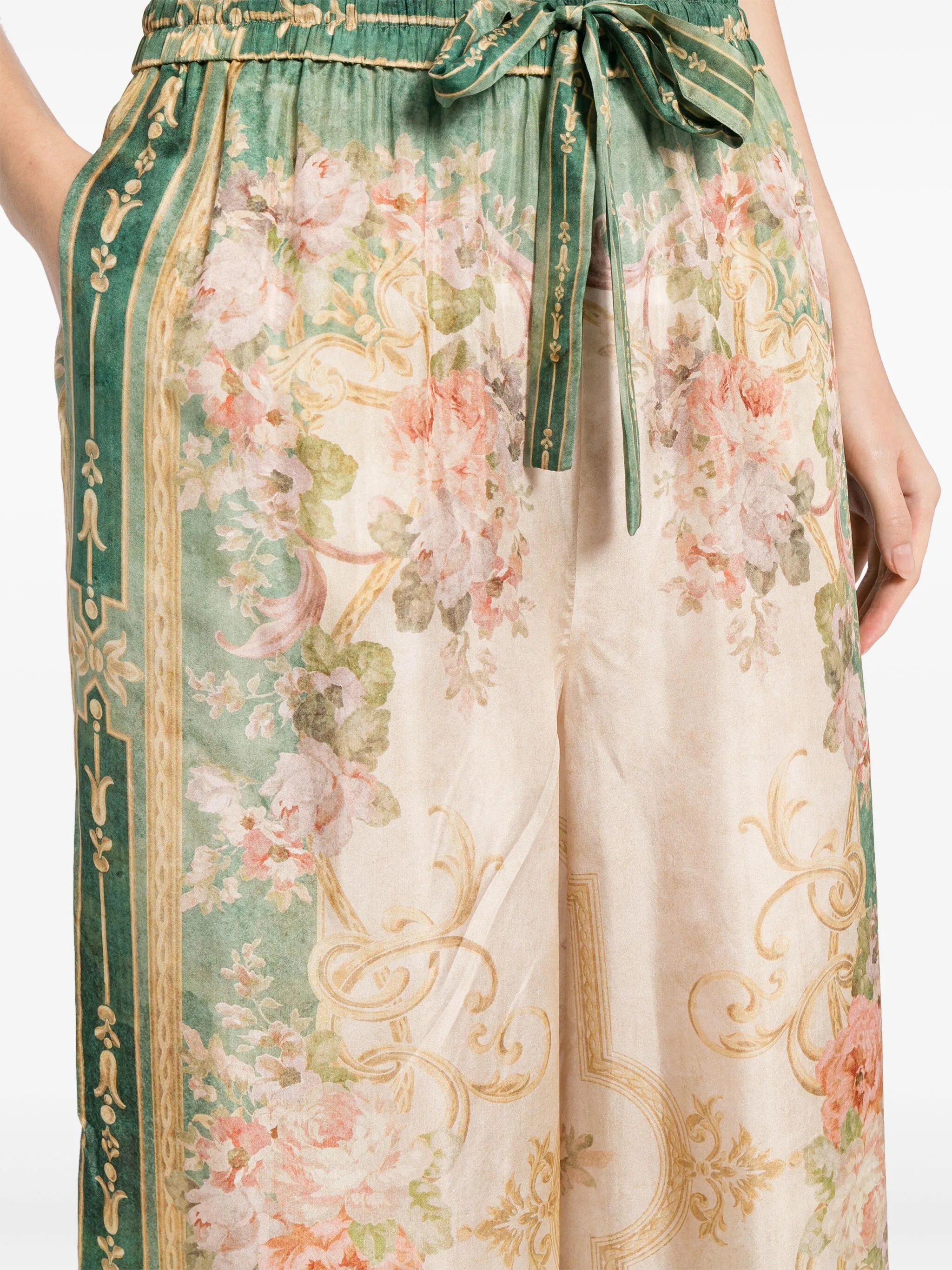 August drawstring silk wide-leg trousers