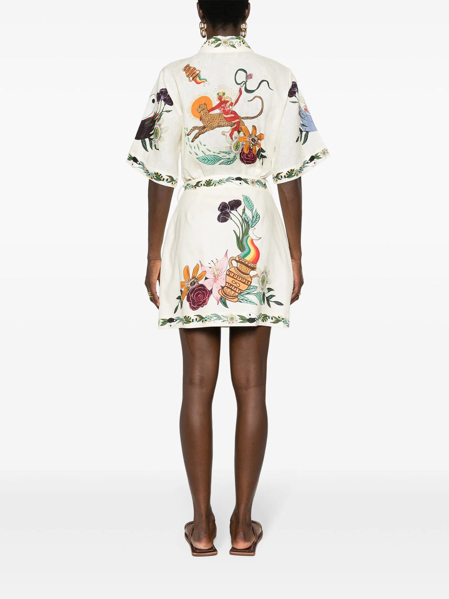 Meagan floral-print linen minidress