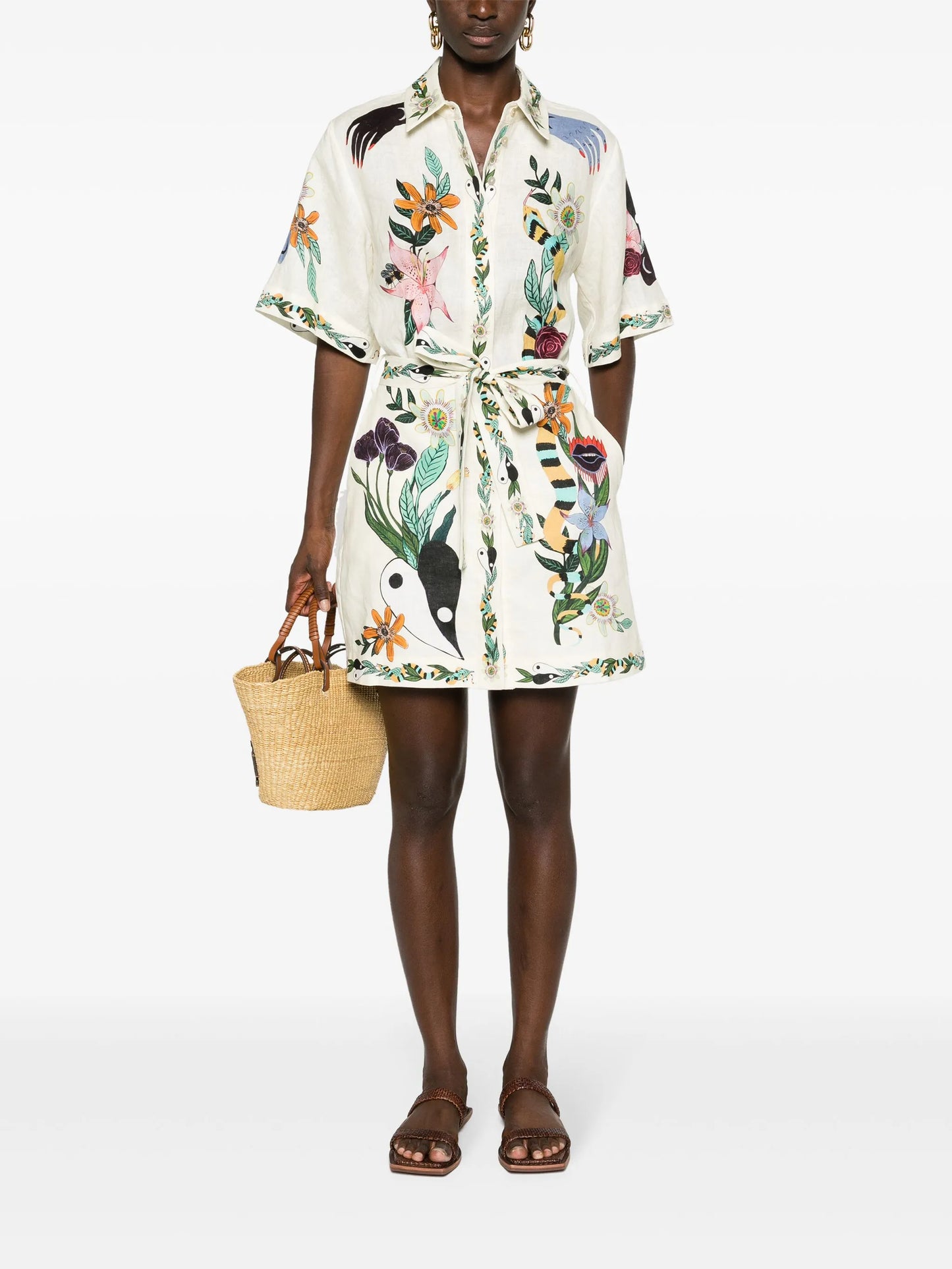 Meagan floral-print linen minidress