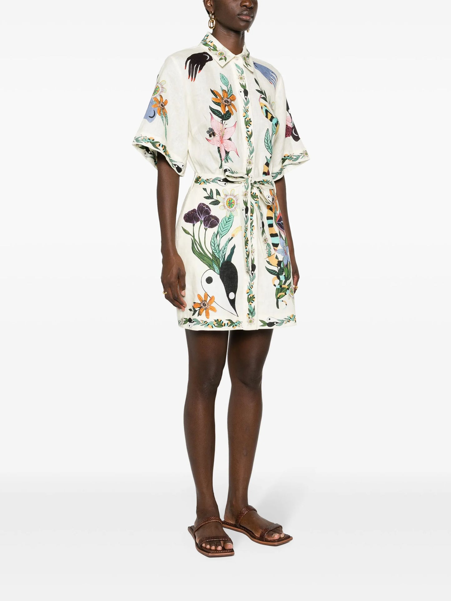 Meagan floral-print linen minidress