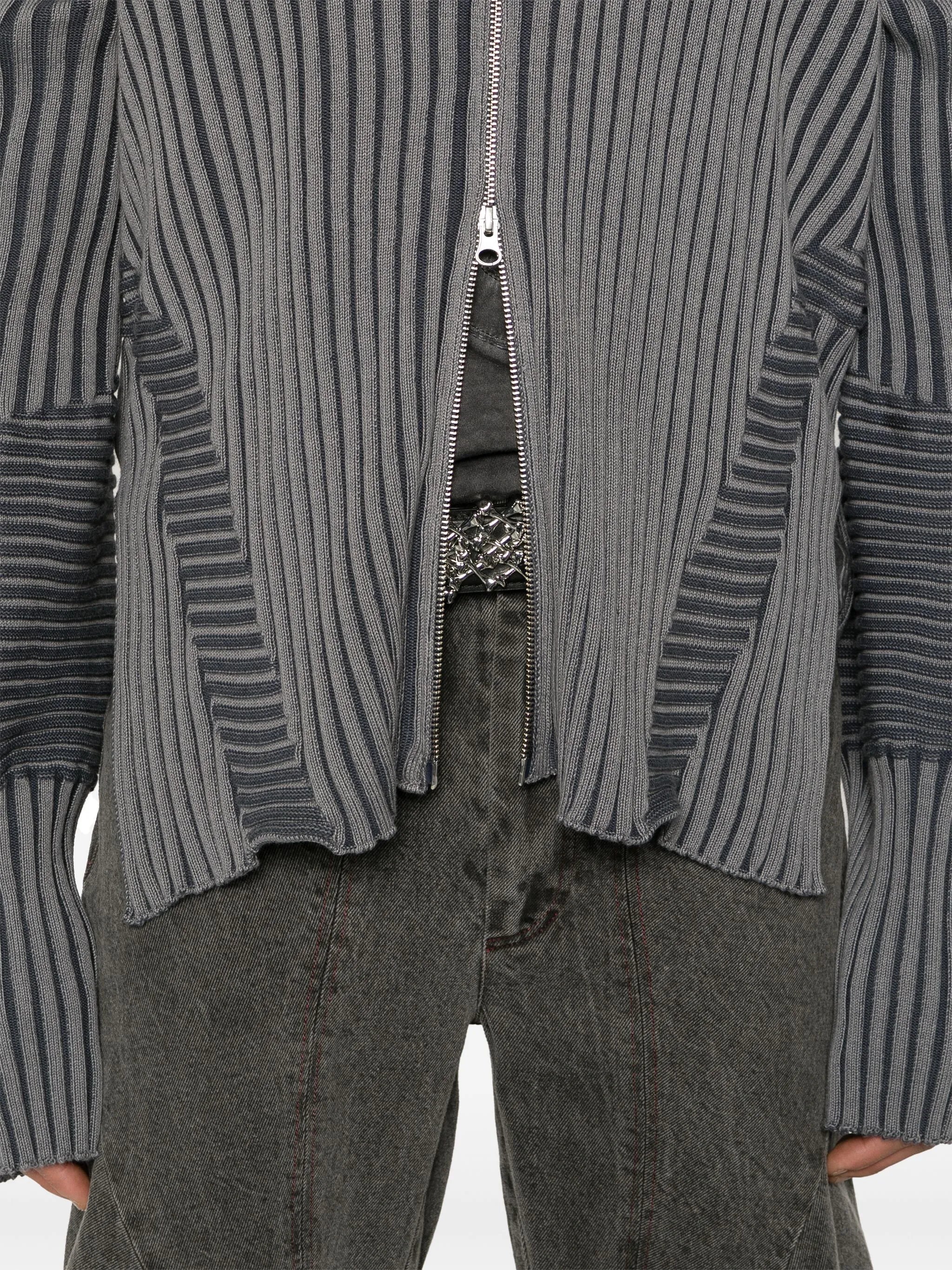 chunky-ribbed zip-up cardigan