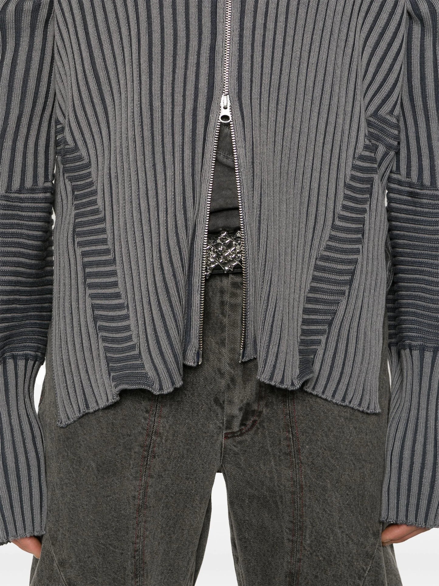 chunky-ribbed zip-up cardigan
