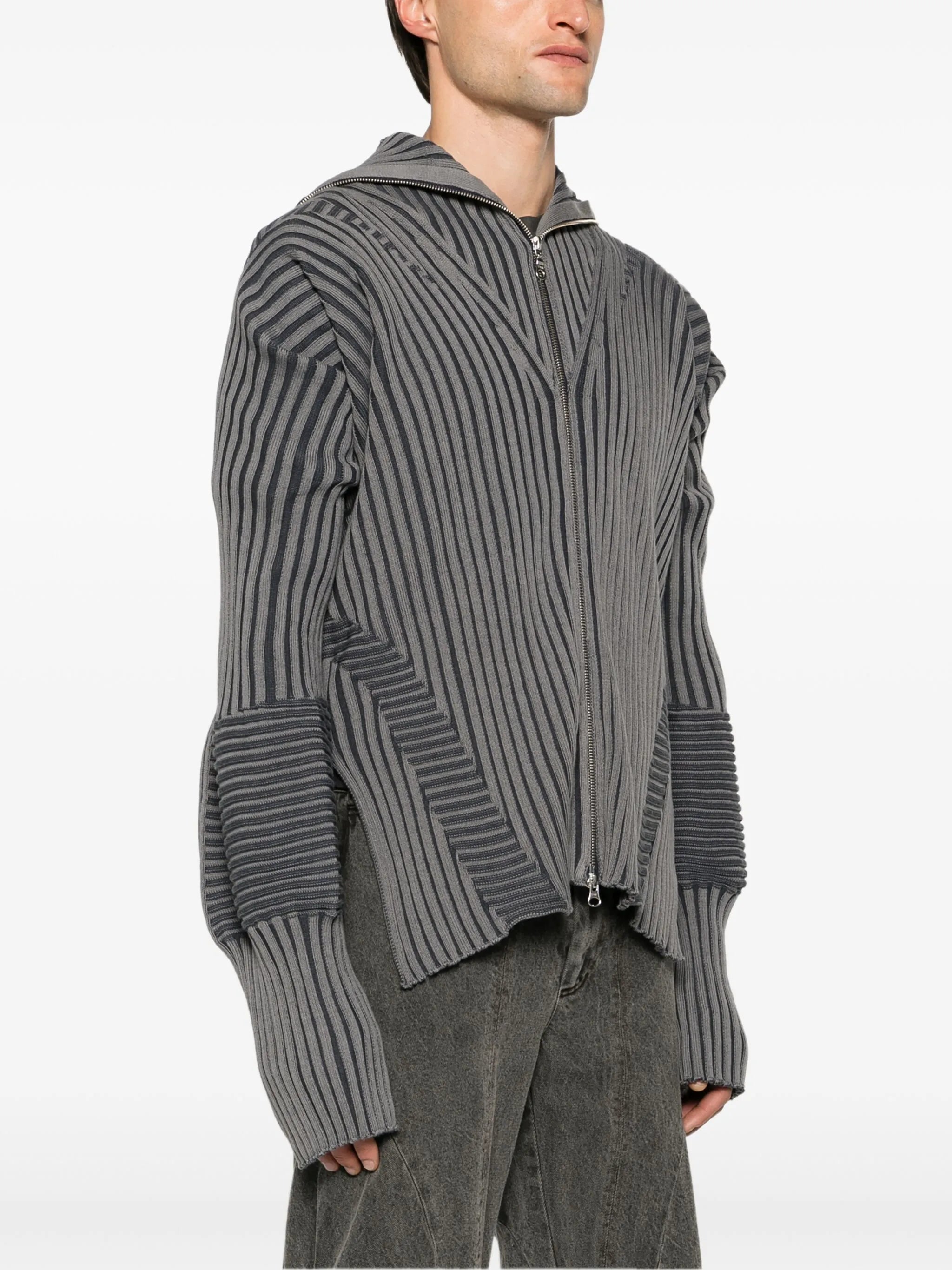 chunky-ribbed zip-up cardigan