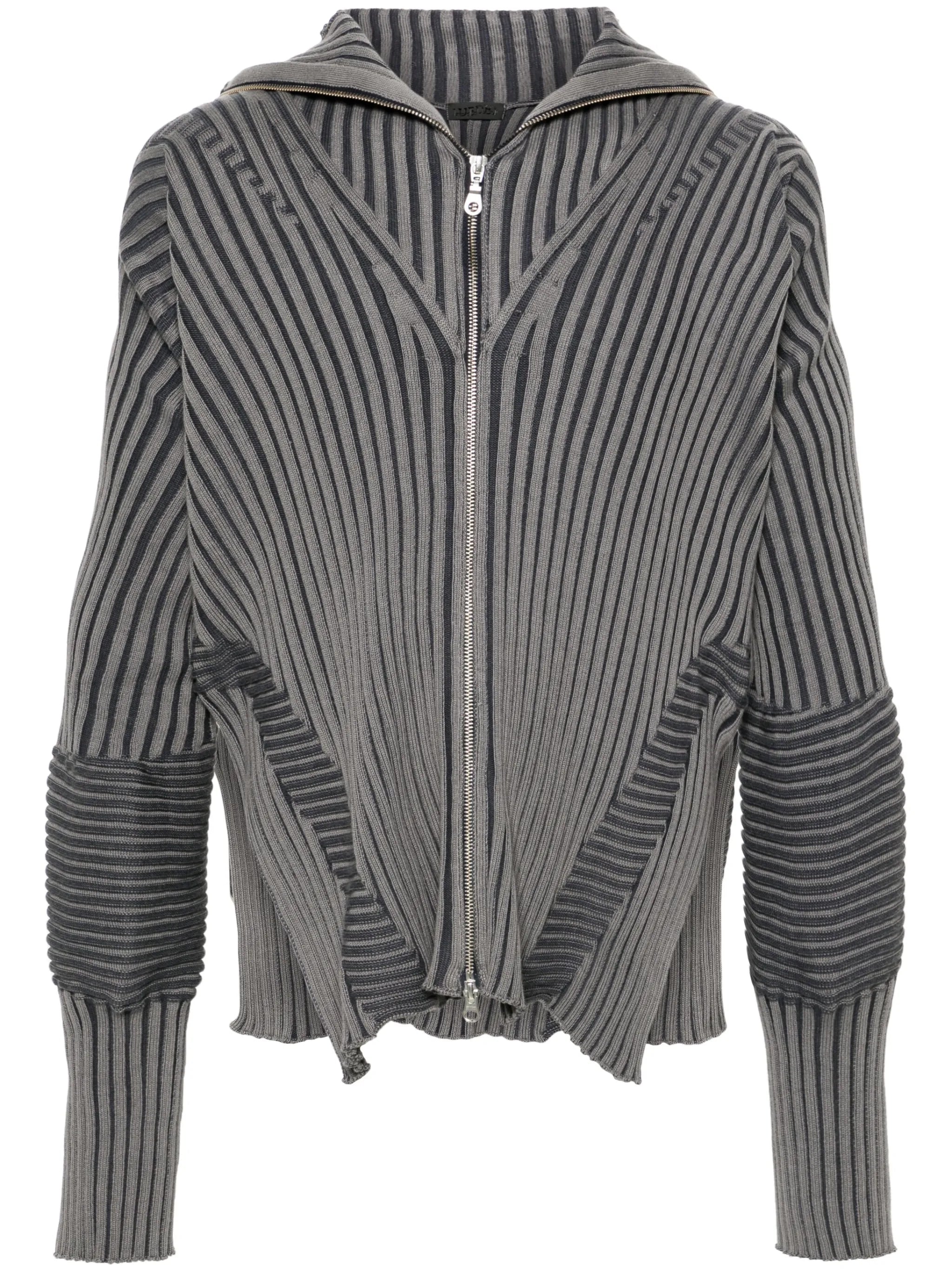 chunky-ribbed zip-up cardigan
