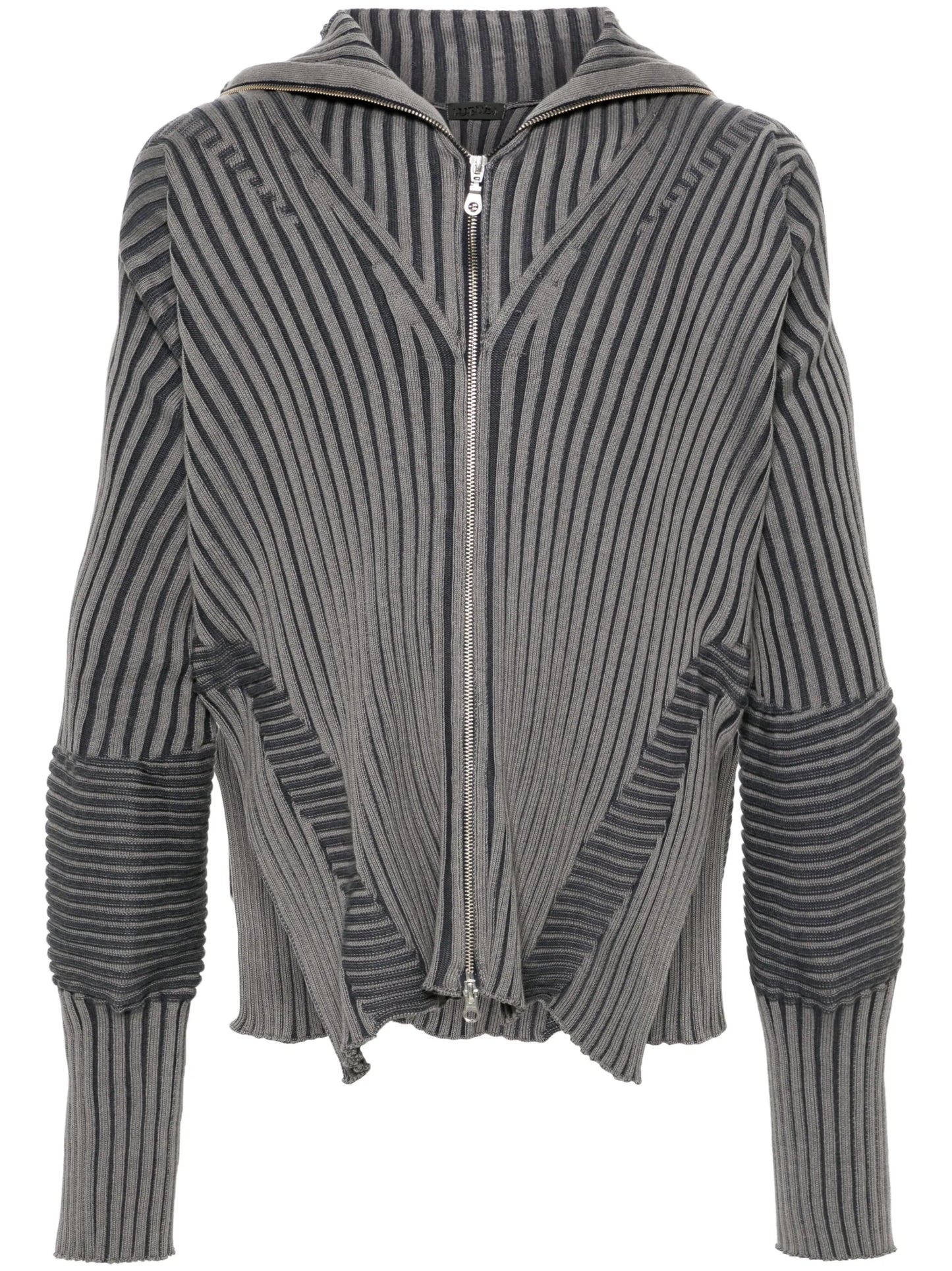 chunky-ribbed zip-up cardigan