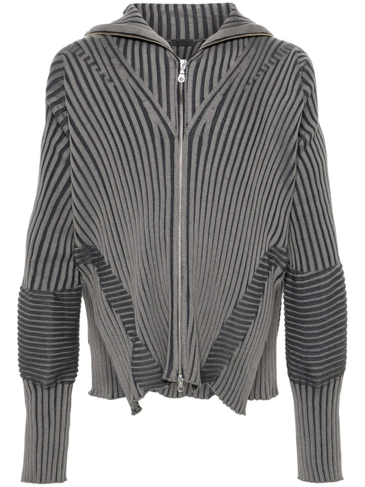 chunky-ribbed zip-up cardigan