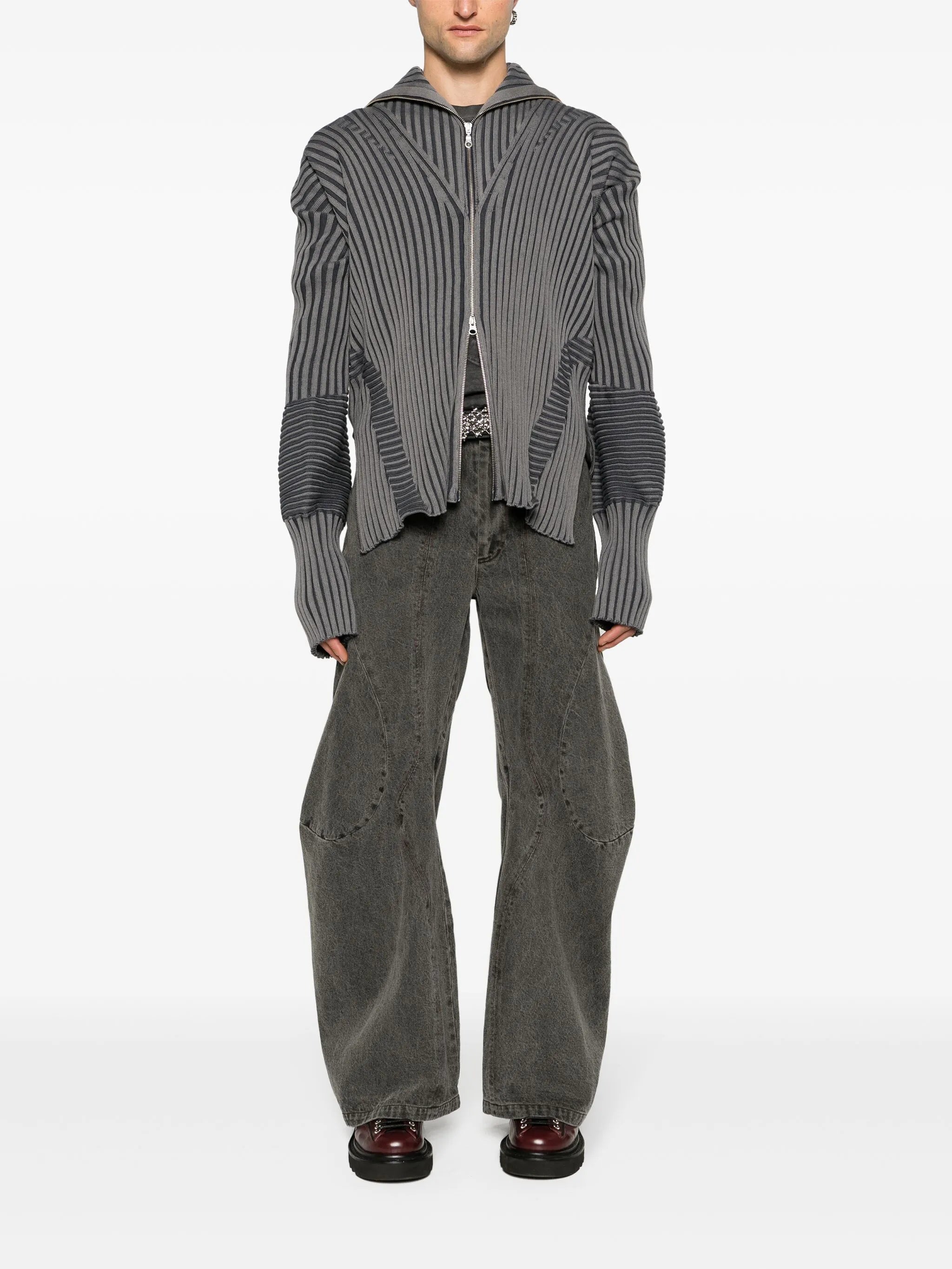 chunky-ribbed zip-up cardigan