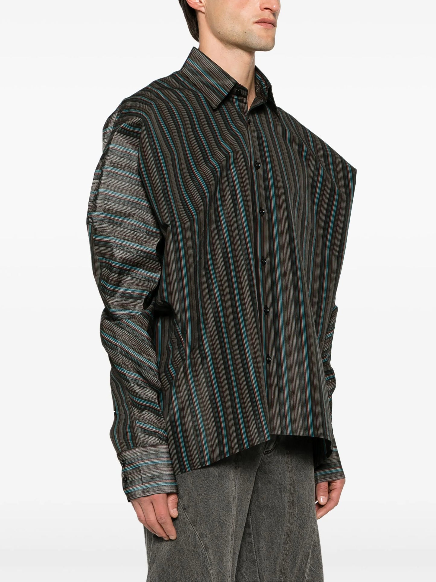 Keanu satin-finish striped shirt