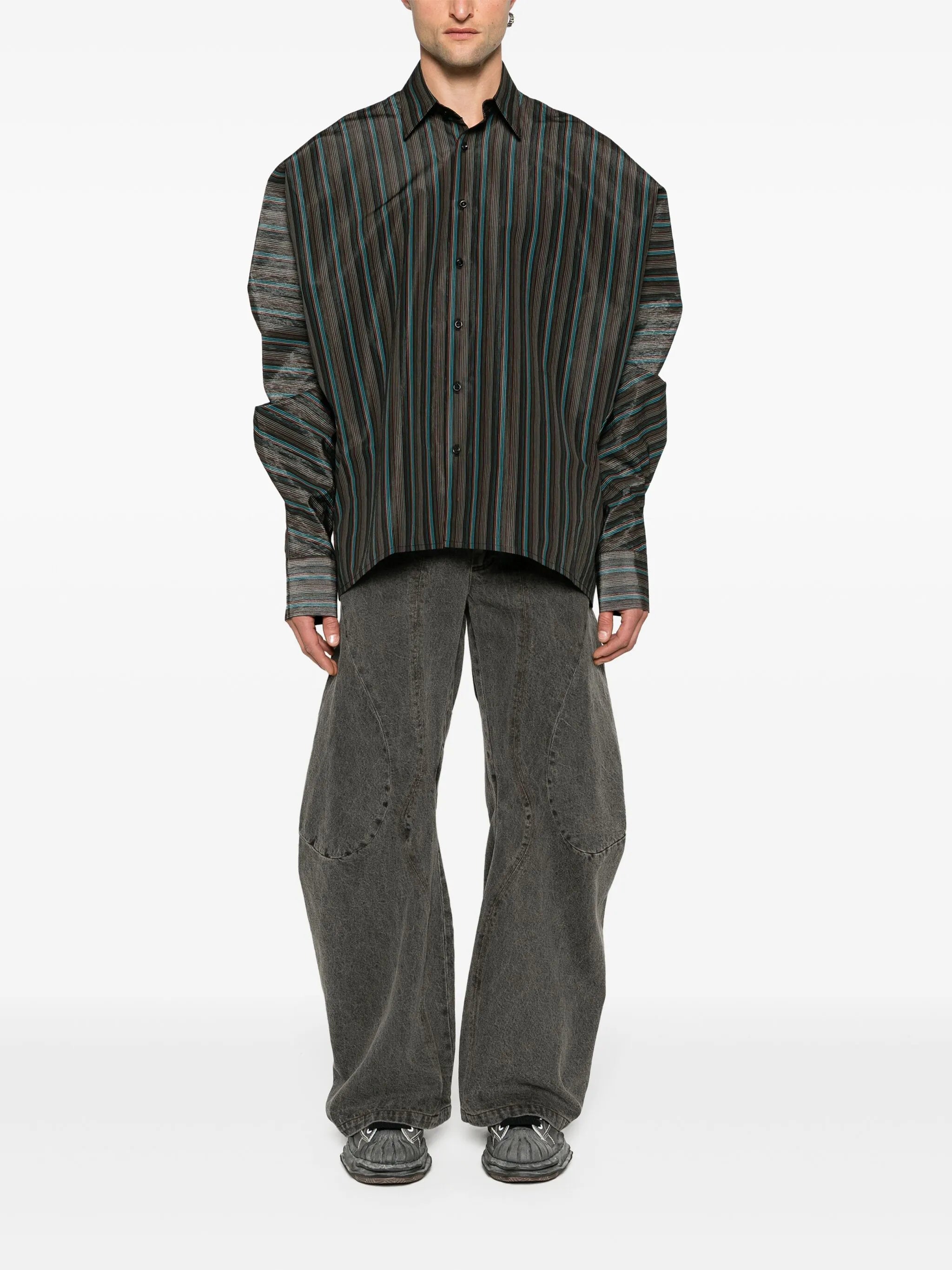 Keanu satin-finish striped shirt
