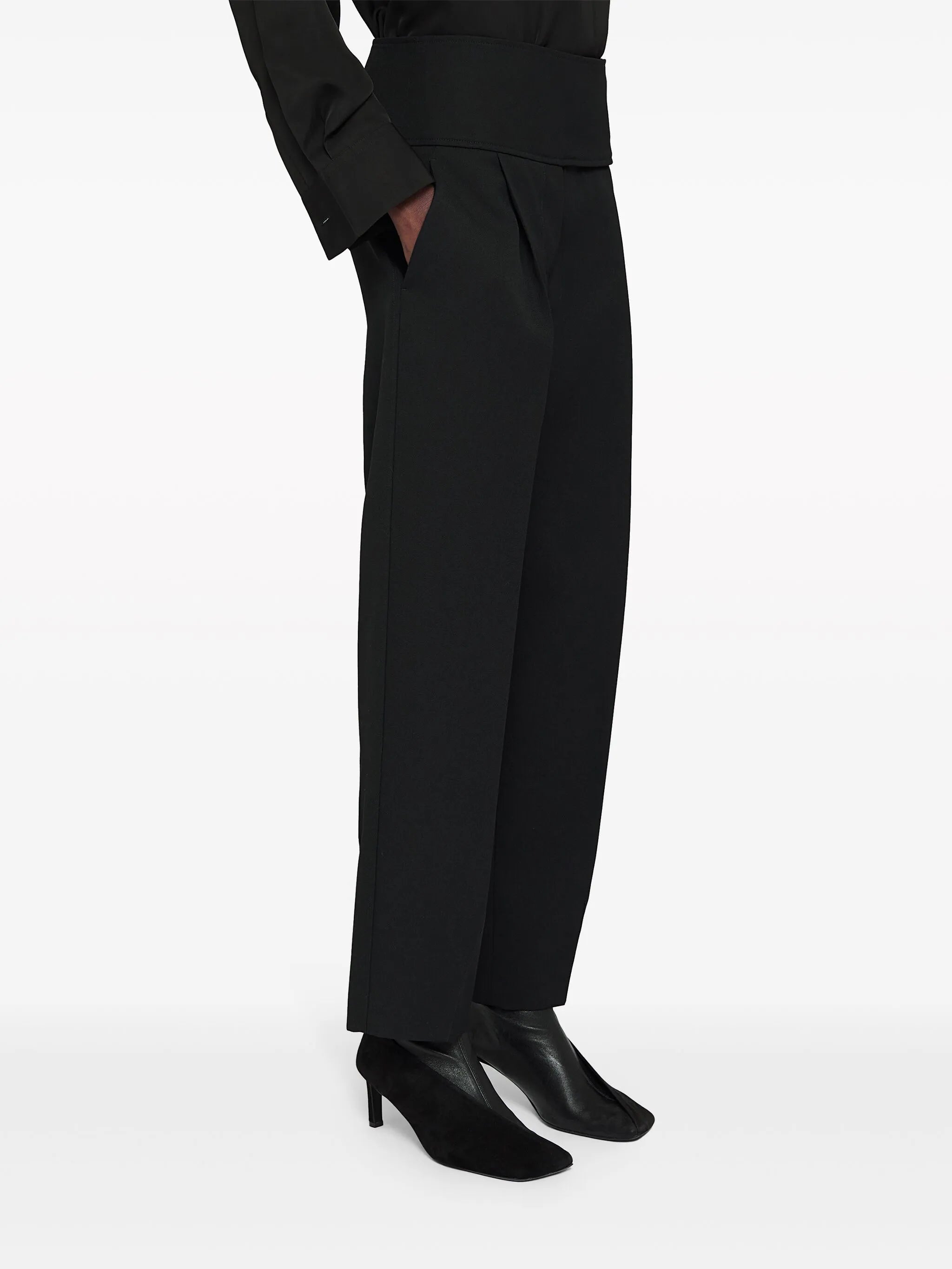 high-waist wool cropped trousers