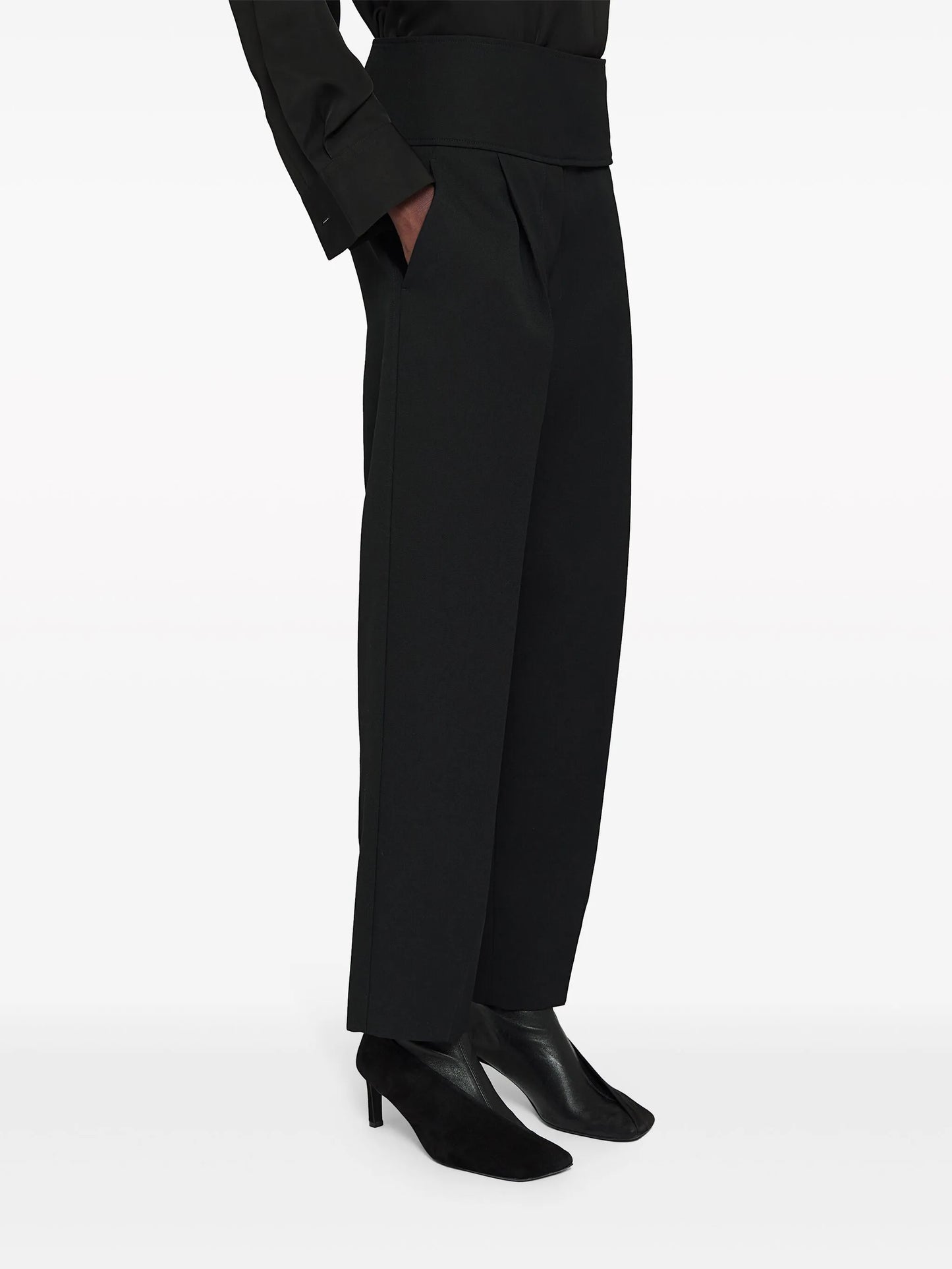 high-waist wool cropped trousers