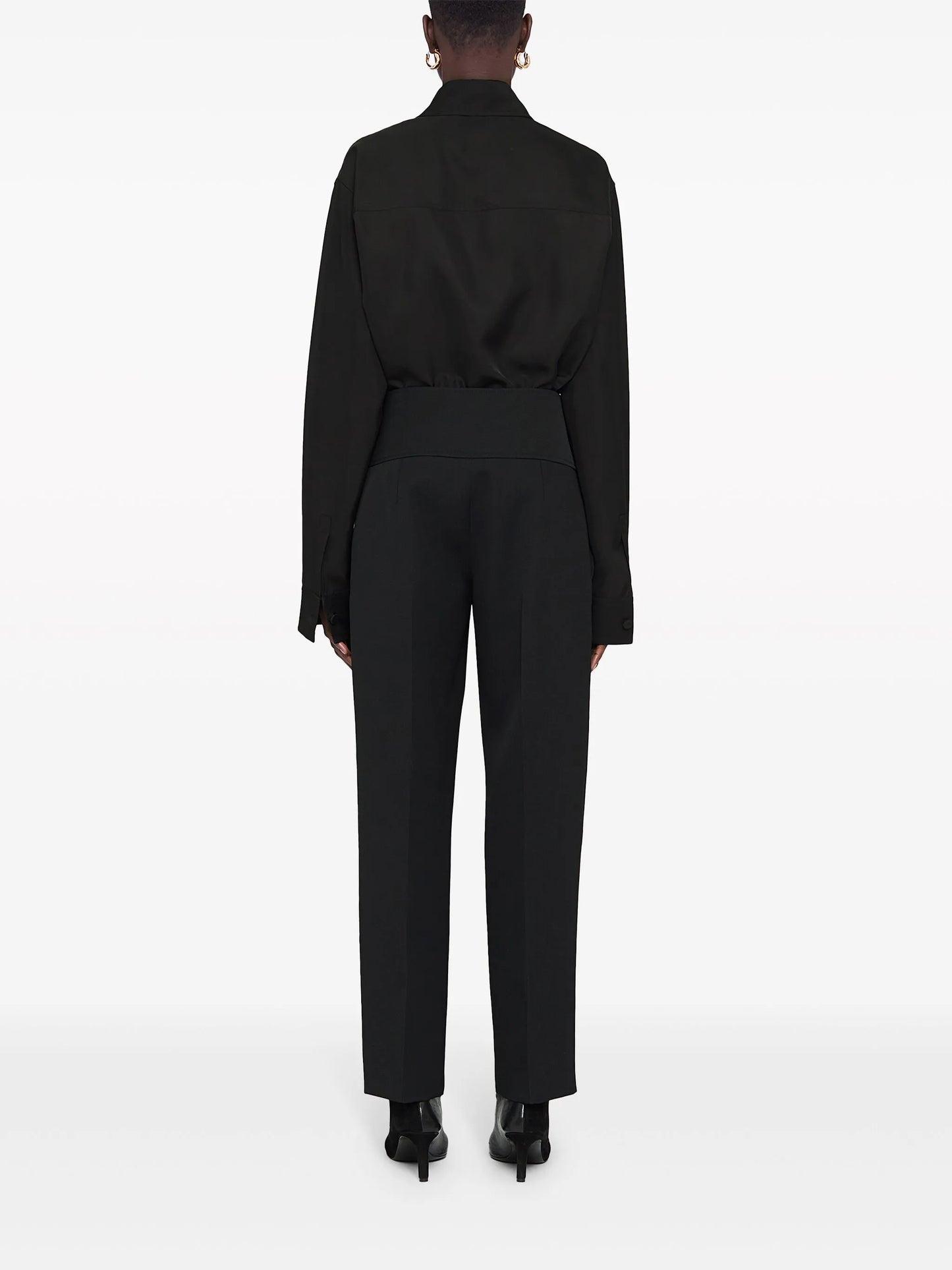 high-waist wool cropped trousers