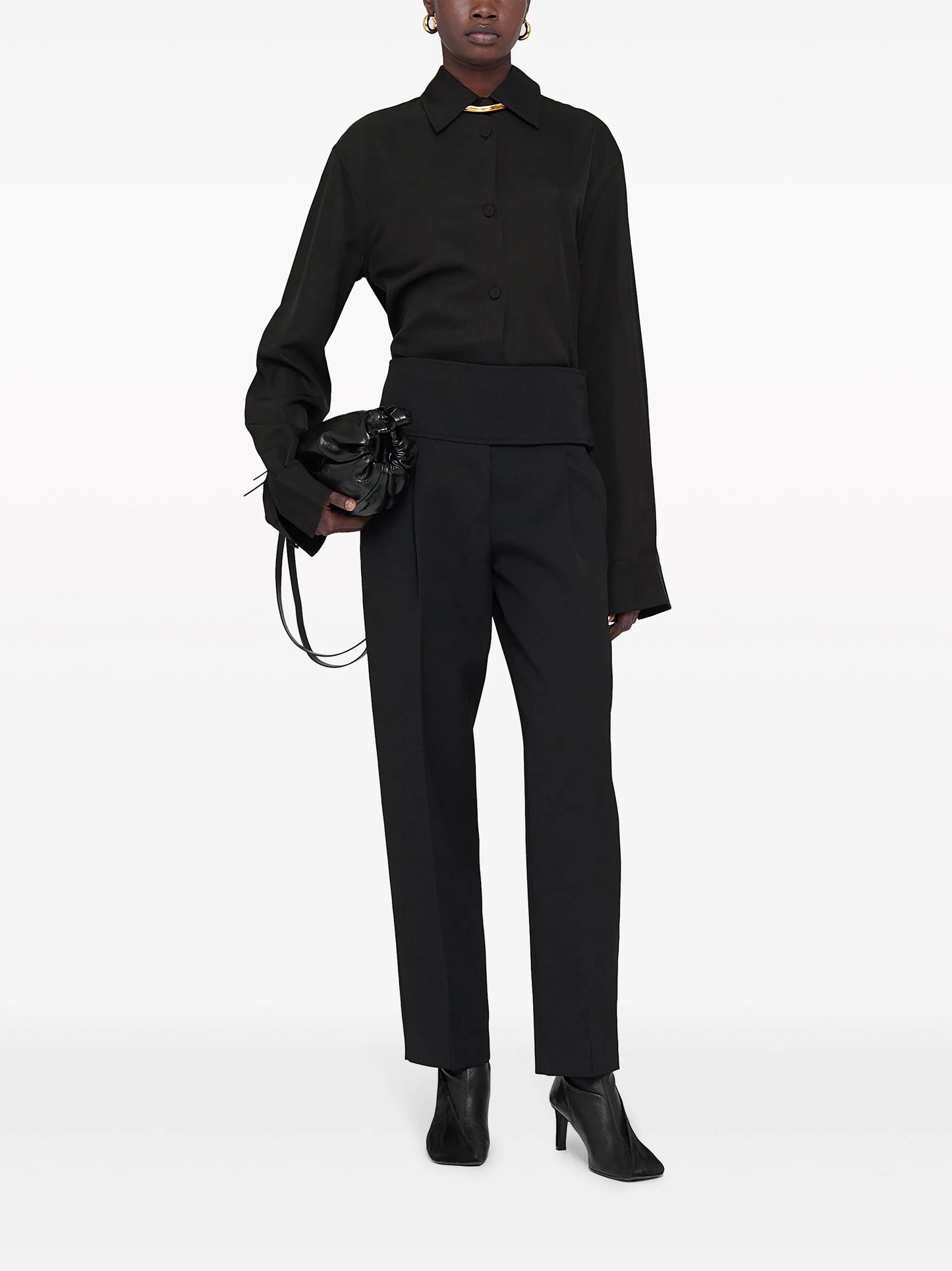 high-waist wool cropped trousers