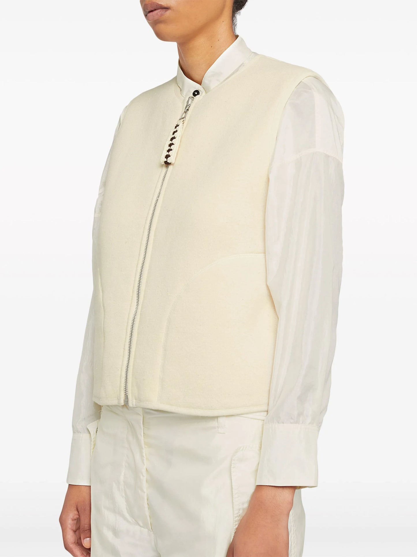 zip-up cotton gilet