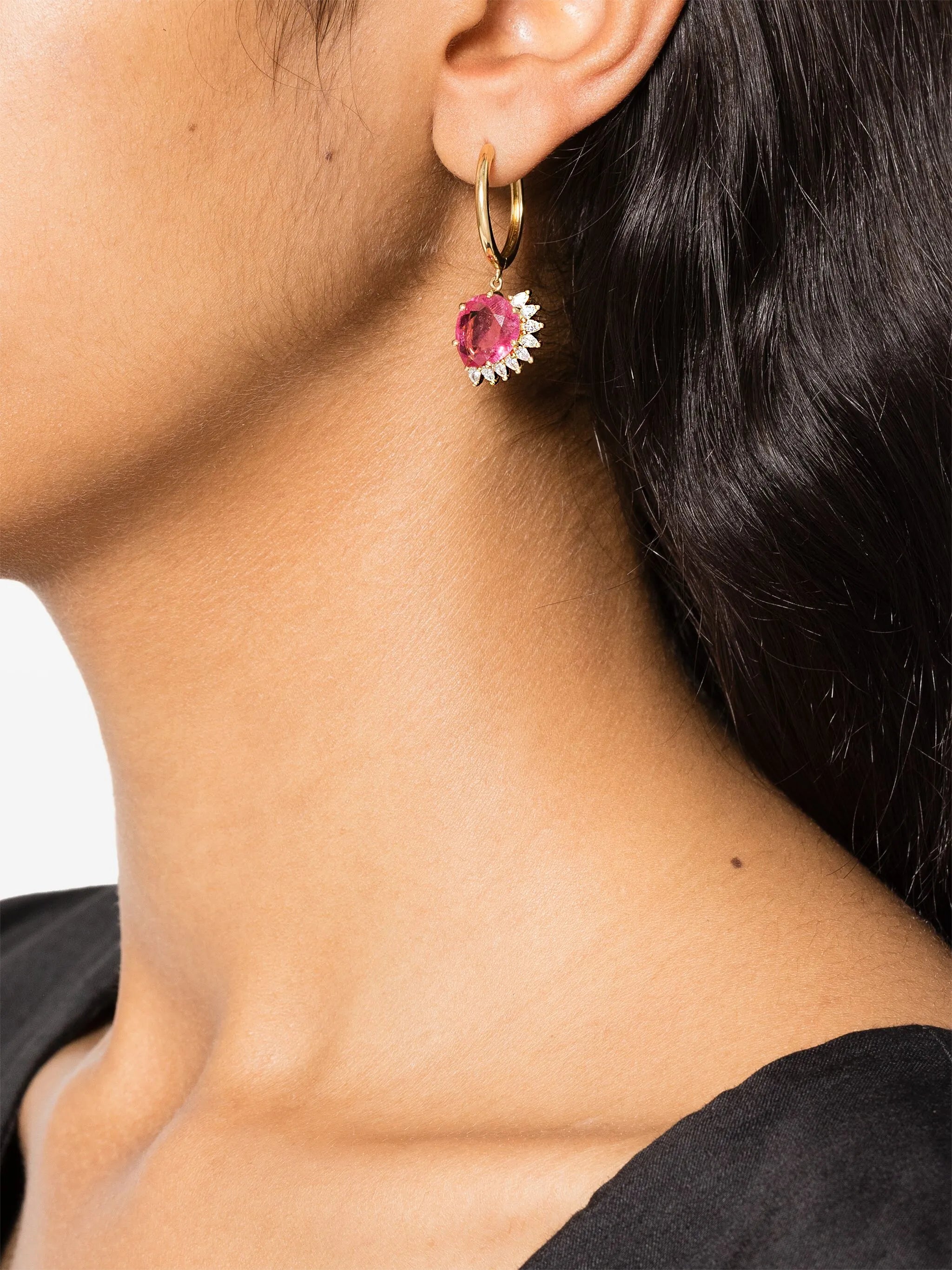 18kt yellow gold Sun Nº2 diamond and tourmaline single earring