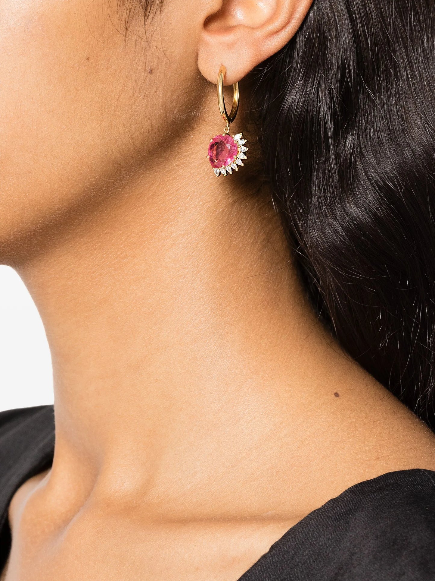 18kt yellow gold Sun Nº2 diamond and tourmaline single earring