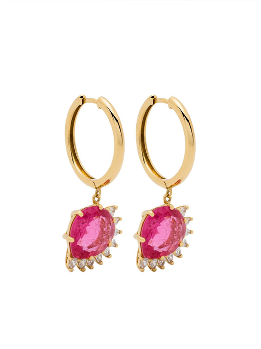 18kt yellow gold Sun Nº2 diamond and tourmaline single earring