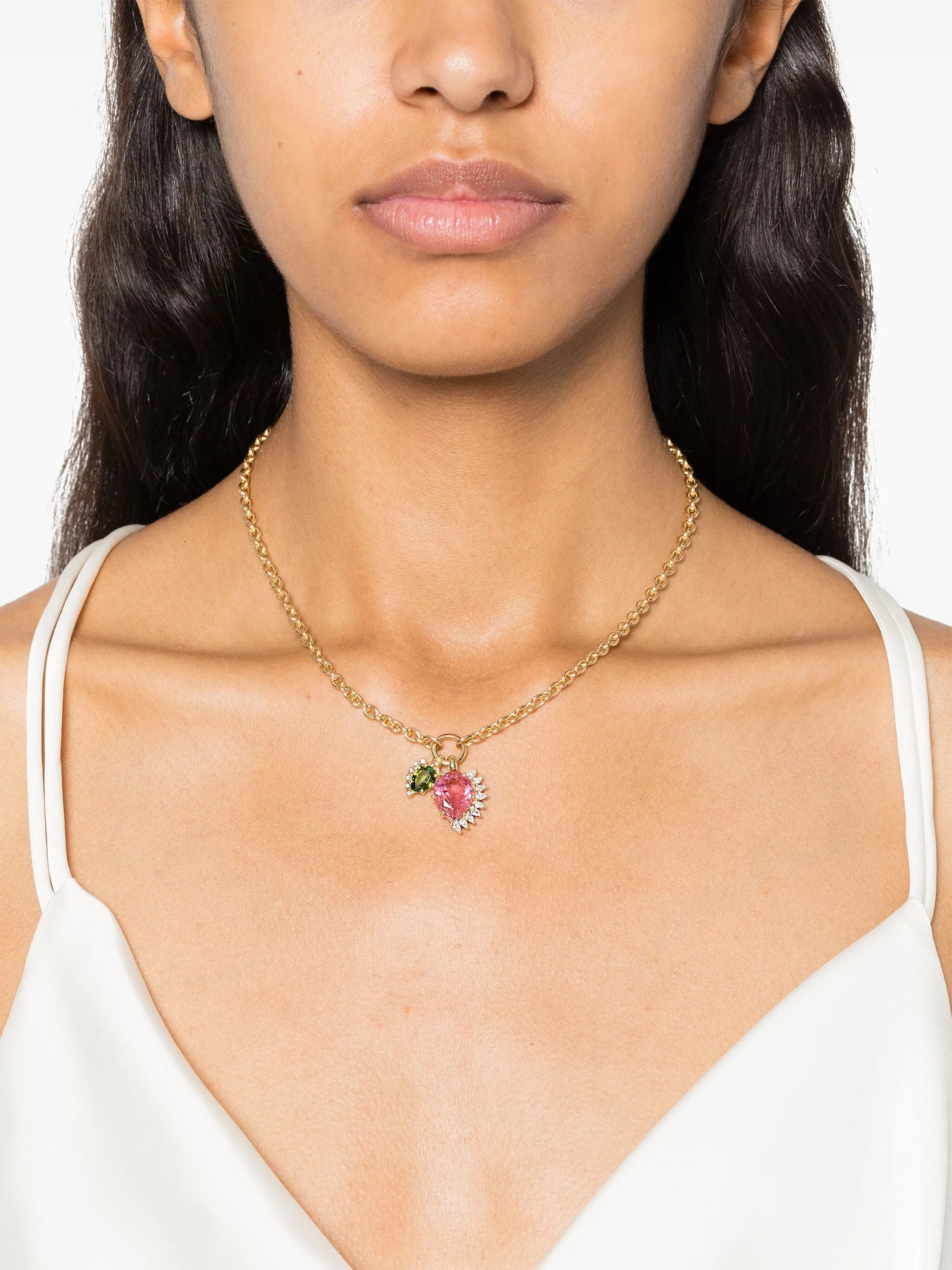 18kt yellow gold Sun Nº2 diamond and tourmaline necklace