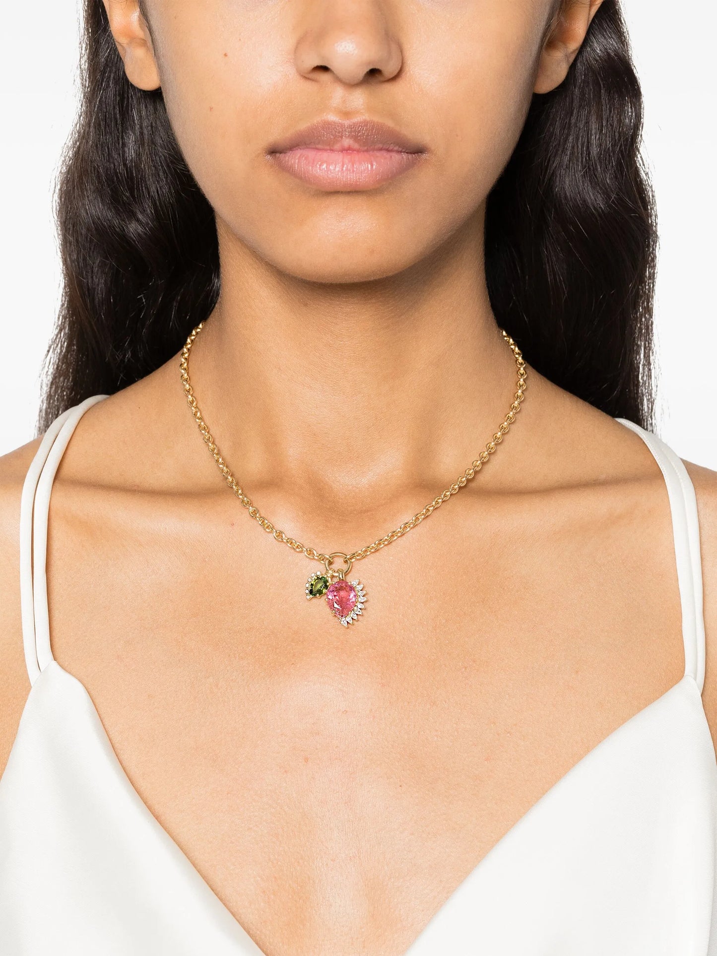 18kt yellow gold Sun Nº2 diamond and tourmaline necklace