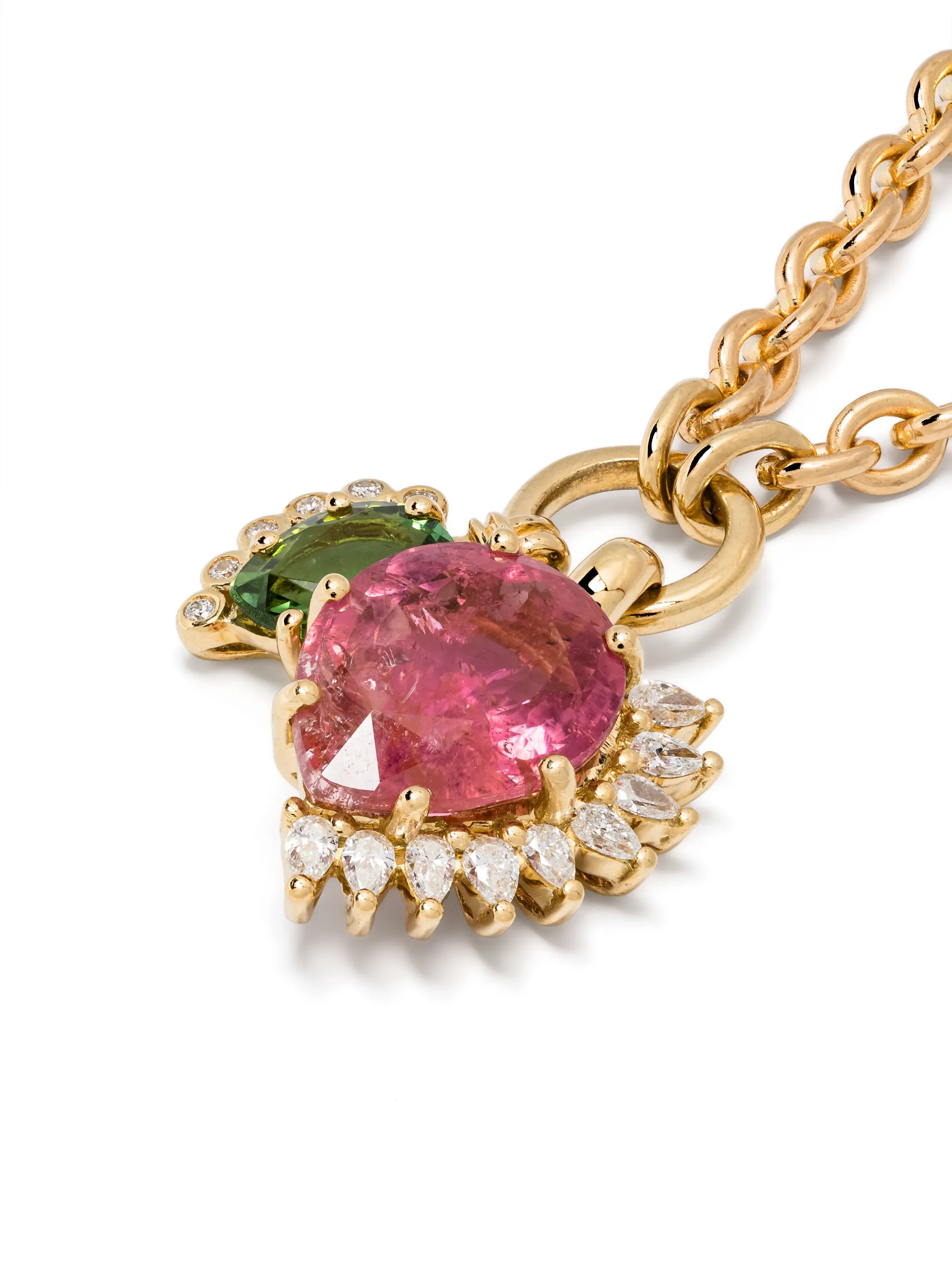 18kt yellow gold Sun Nº2 diamond and tourmaline necklace