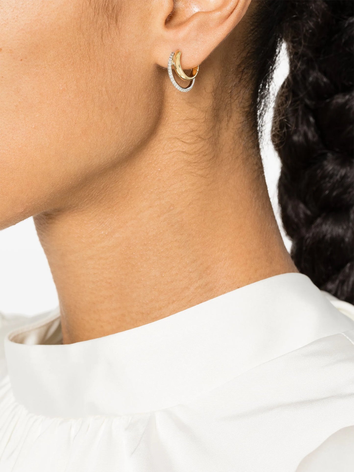 9kt white and yellow gold Créoles hula hoop