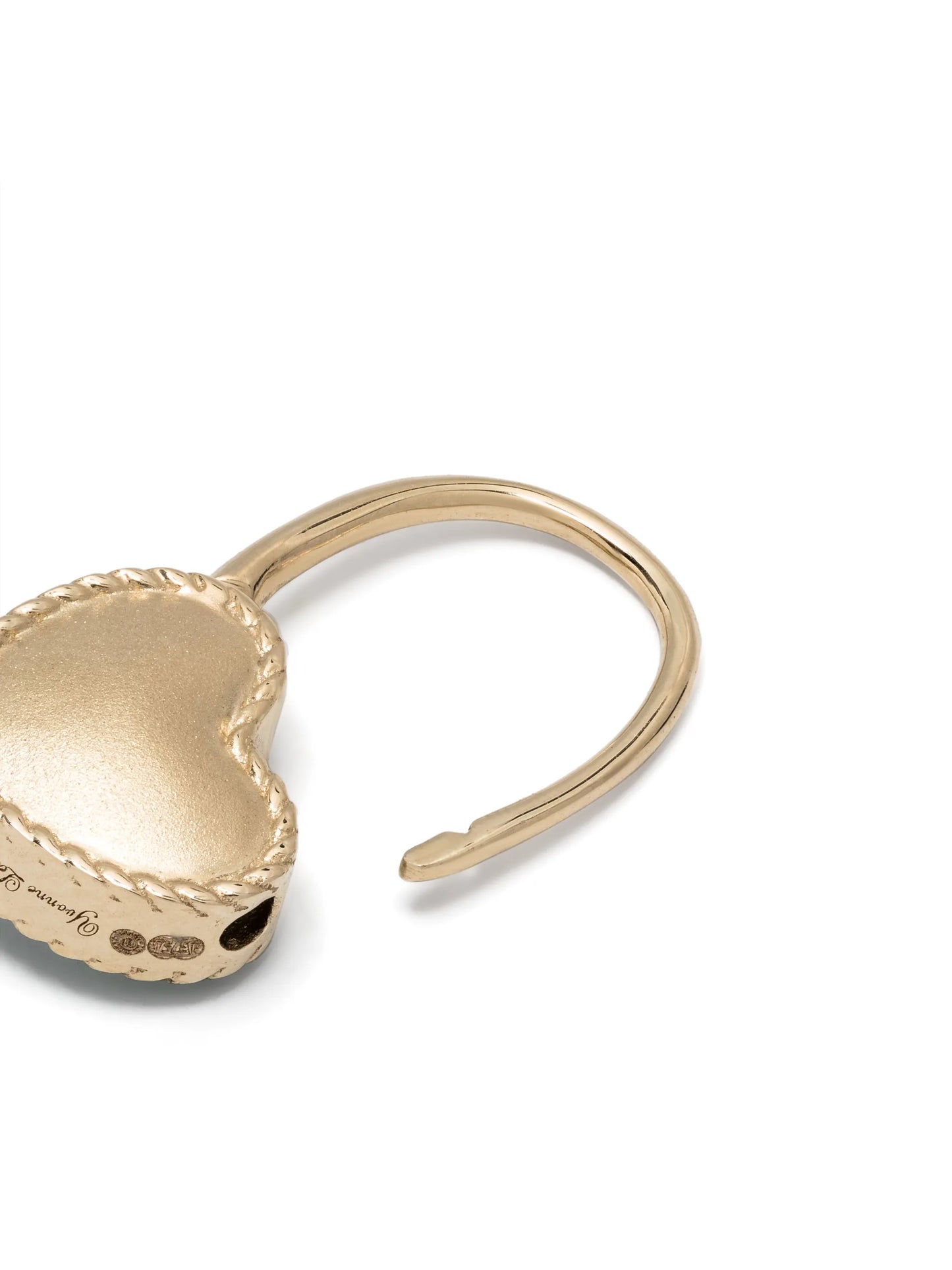 9kt yellow gold Créole Cadenas Cœur malachite and diamond single earring