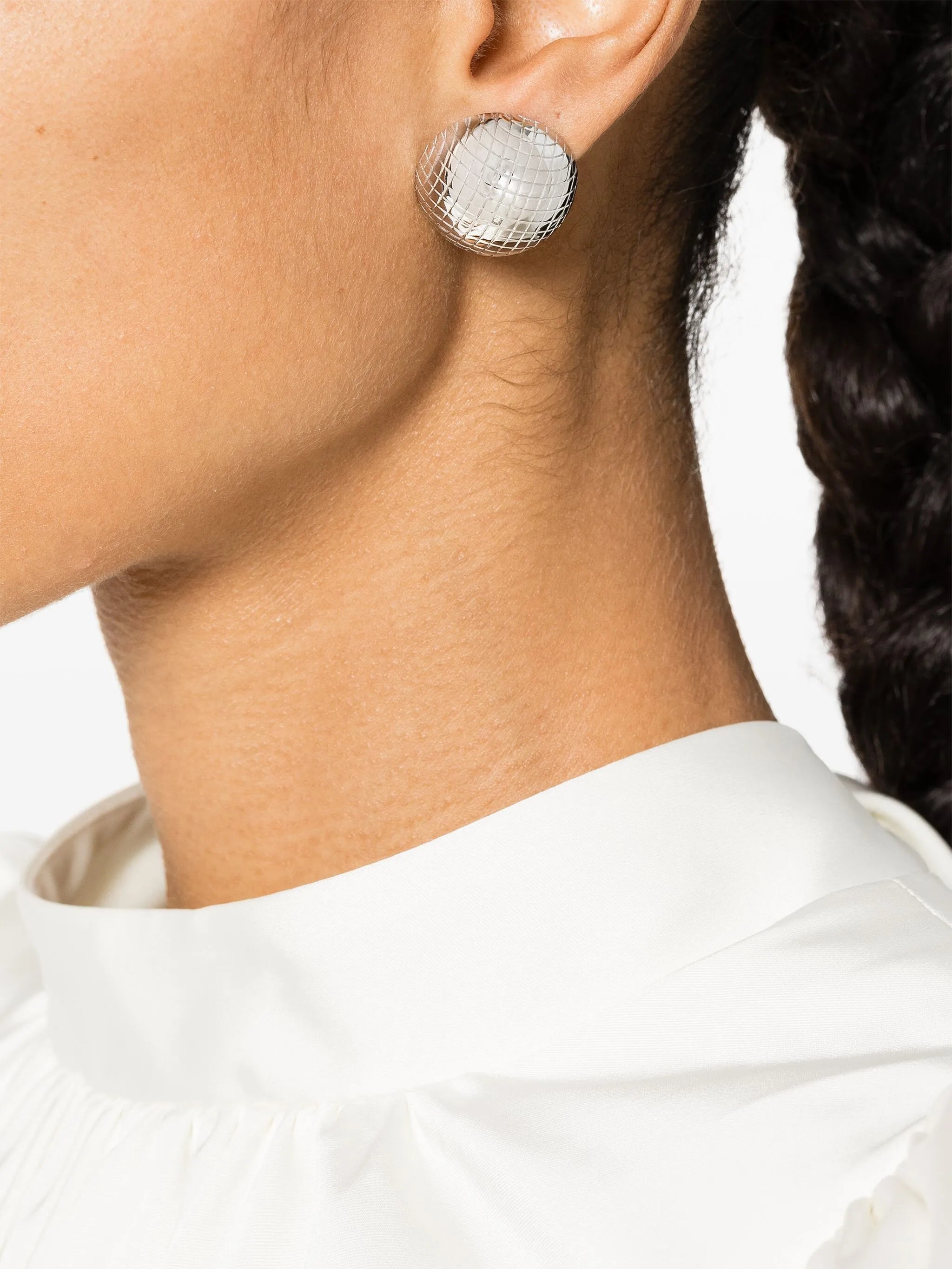 9kt white gold Maxi Boucles D'oreille Boule Disco earrings