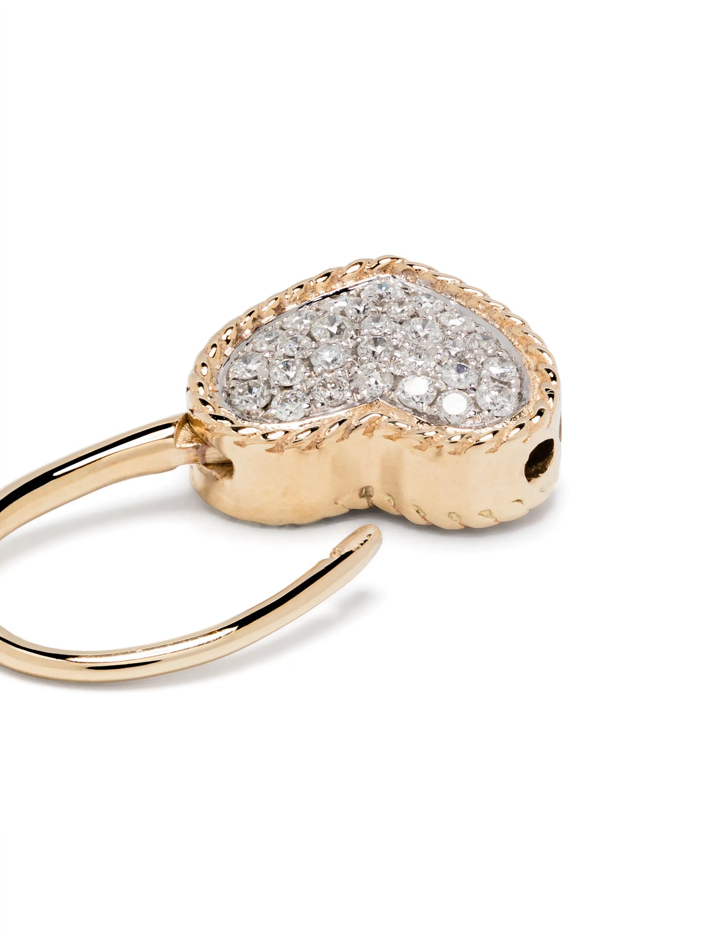 9kt yellow gold Creole Cadenas Coeur diamond earring