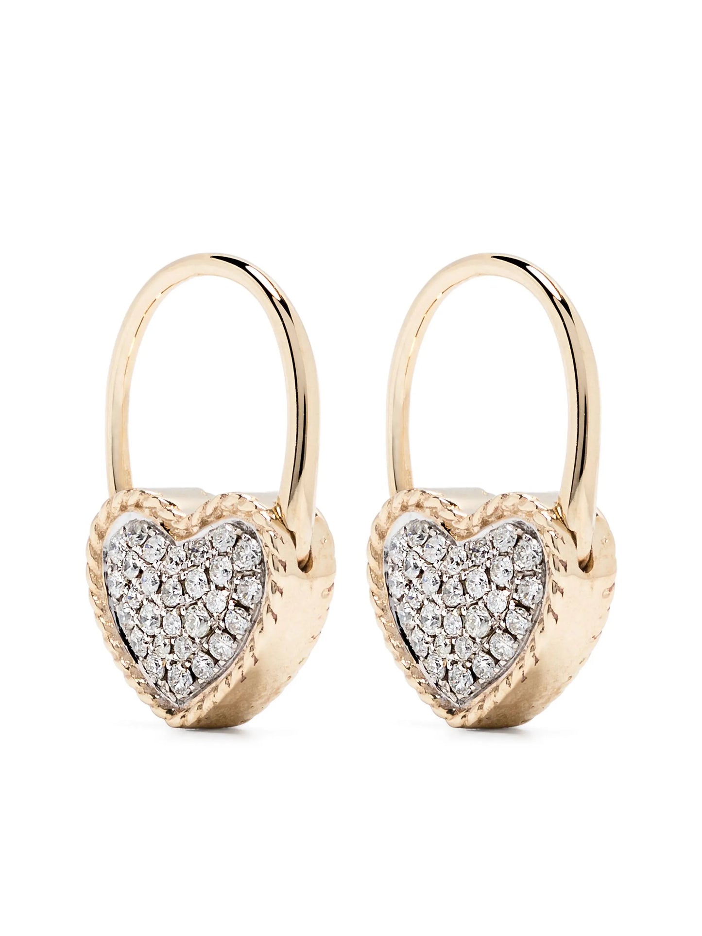 9kt yellow gold Creole Cadenas Coeur diamond earring