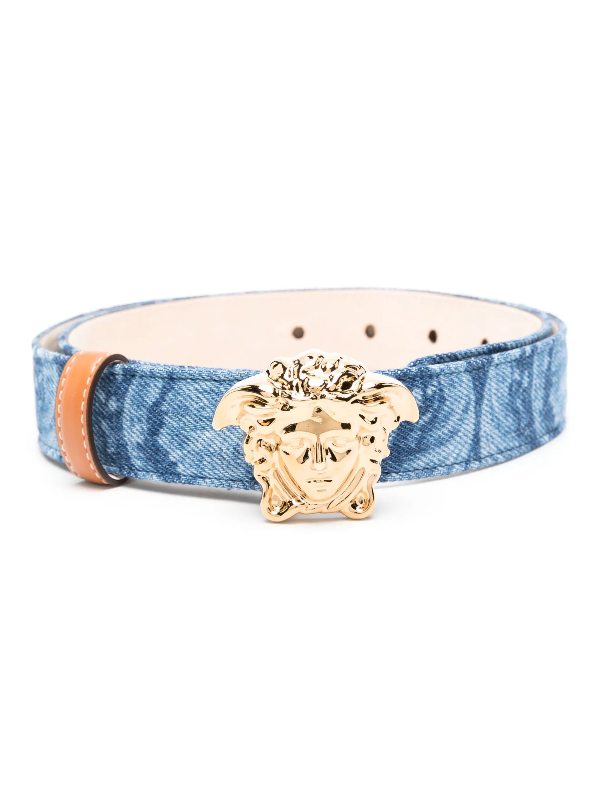 Medusa Head-buckle denim belt