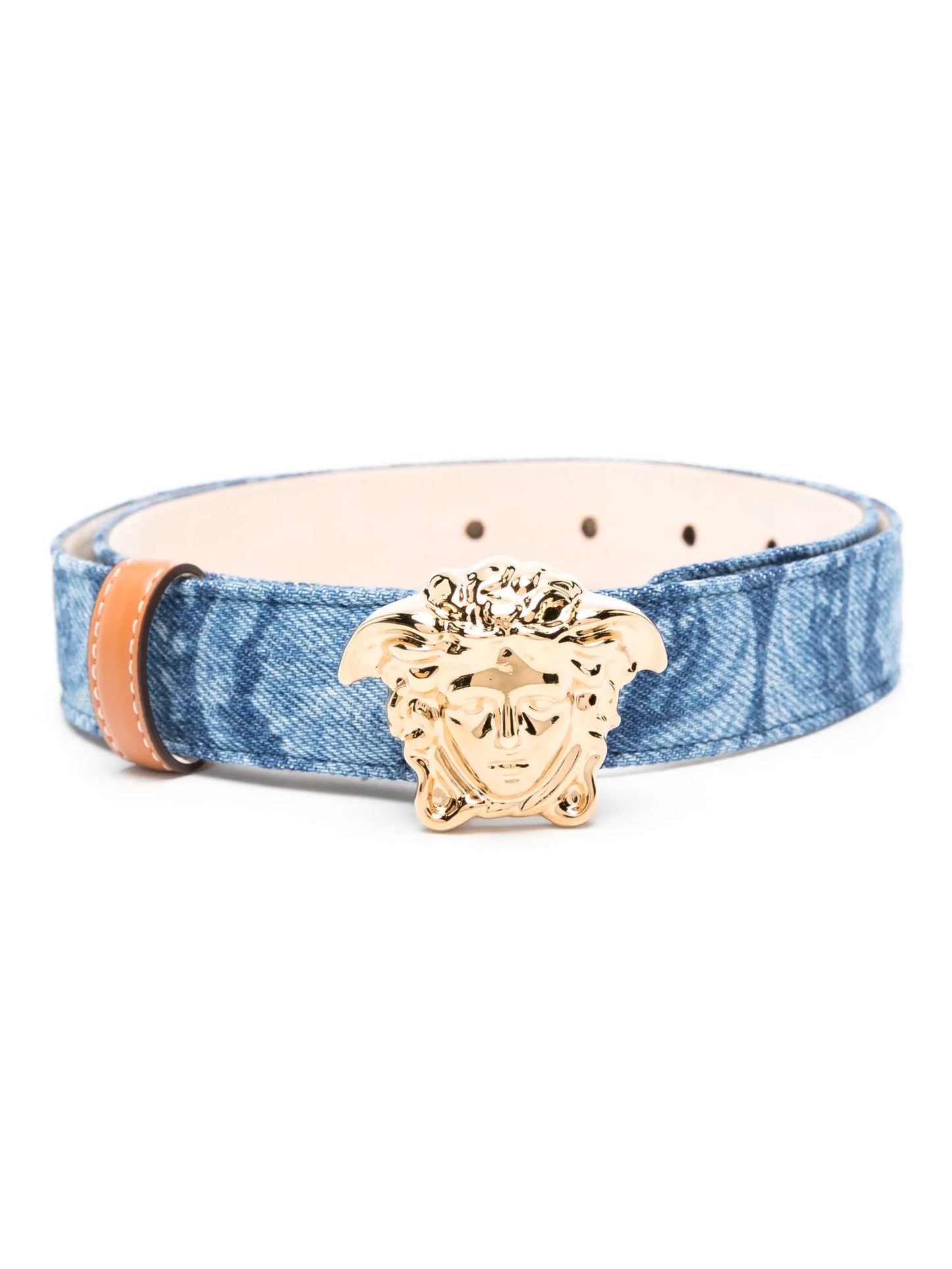 Medusa Head-buckle denim belt