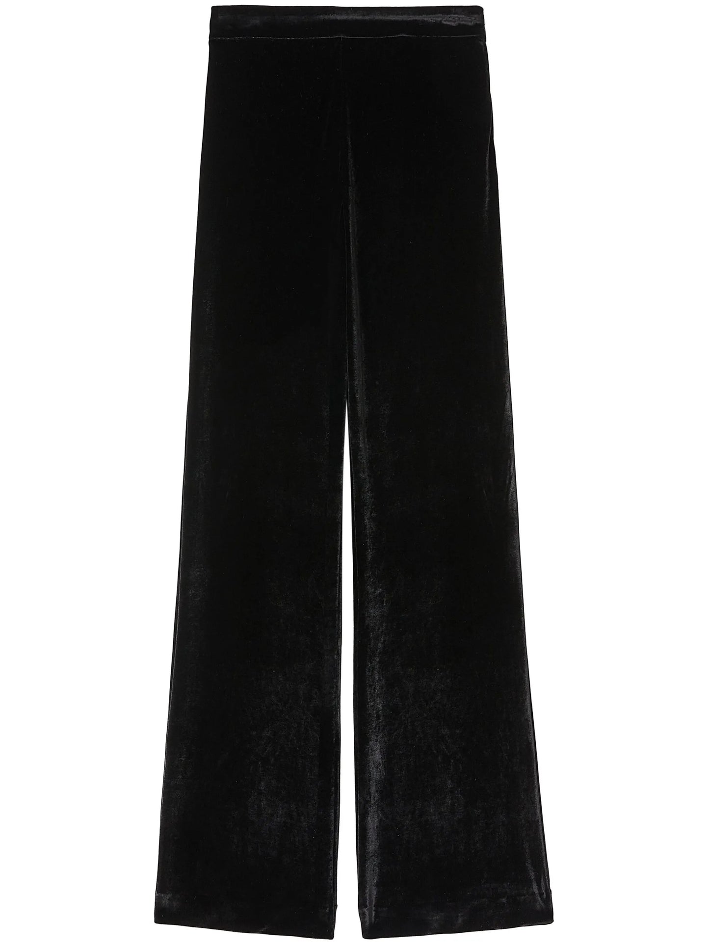 high-waist velvet straight-leg trousers