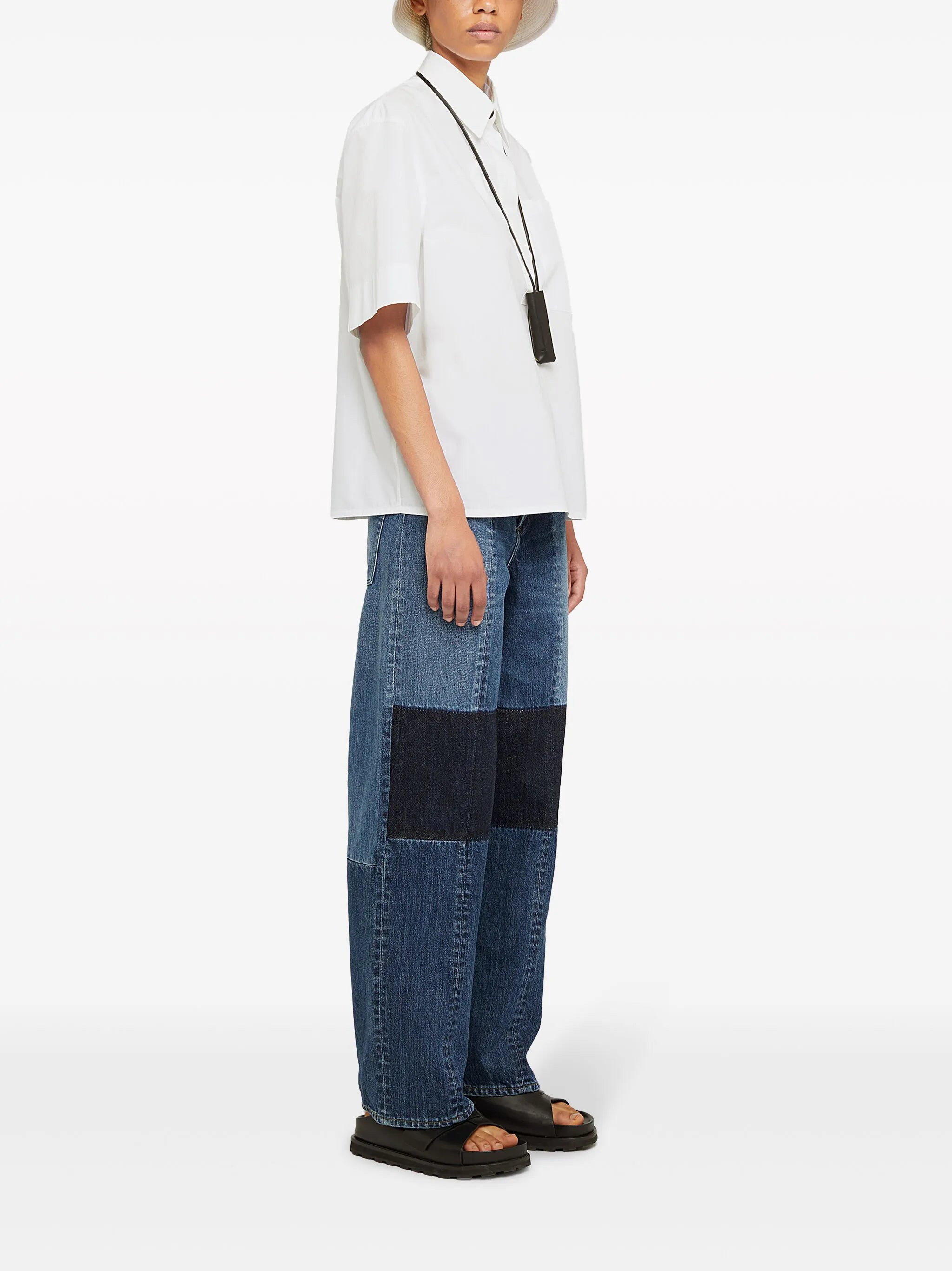straight-leg cotton trousers