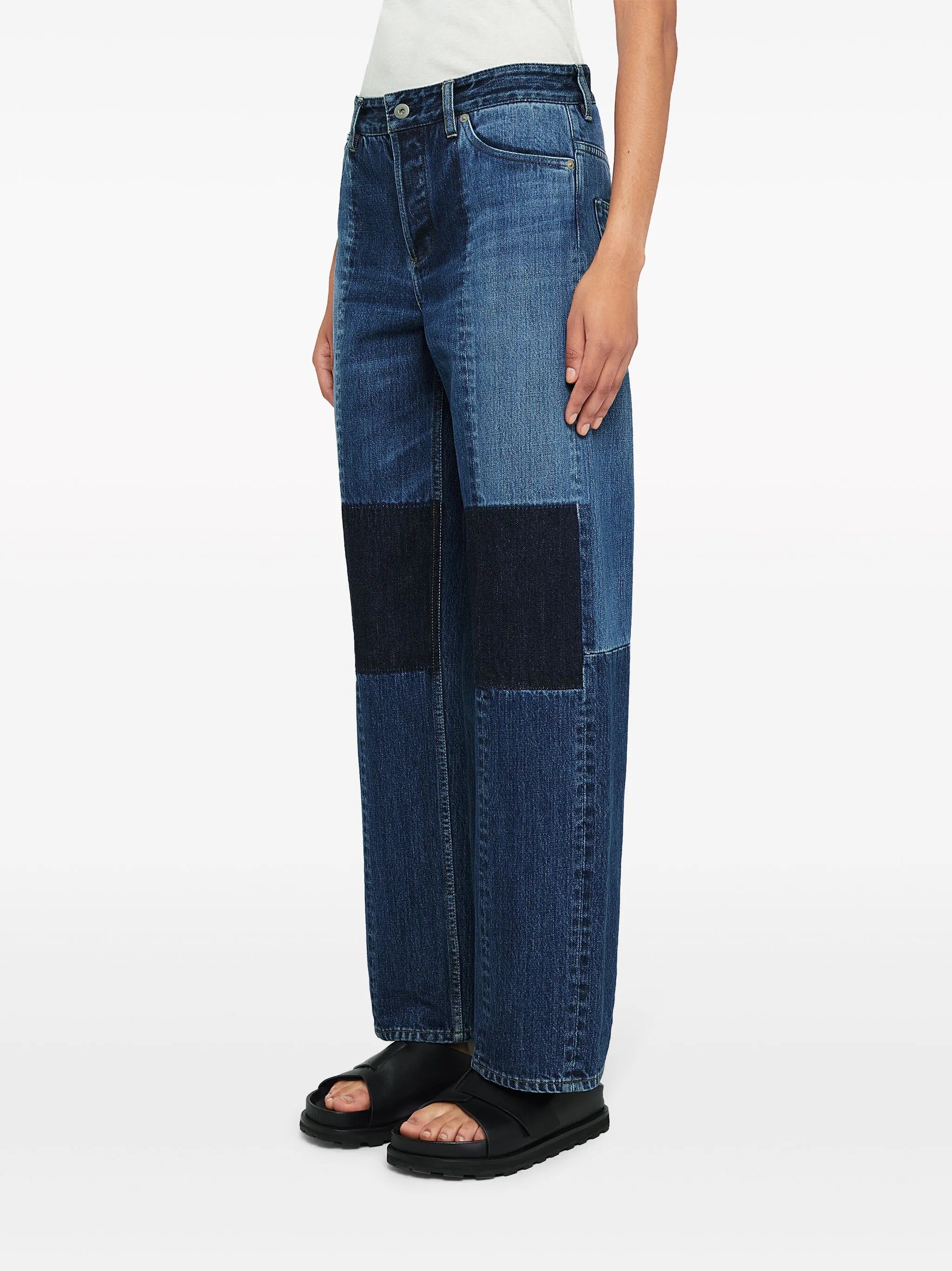 straight-leg cotton trousers