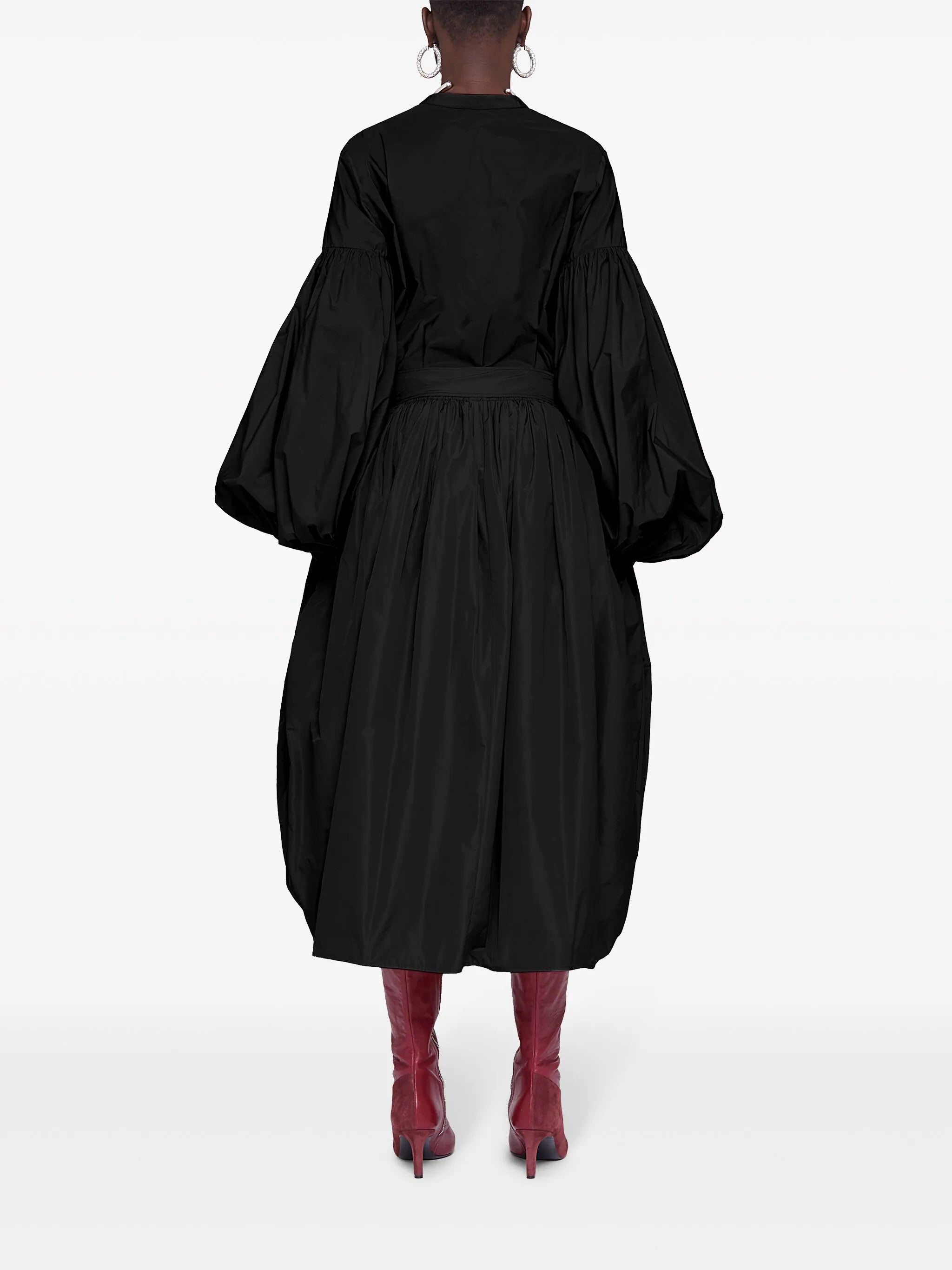 puff-sleeved taffeta shirt