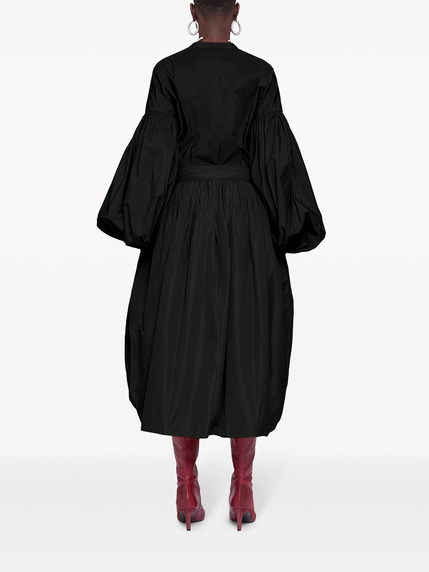 puff-sleeved taffeta shirt