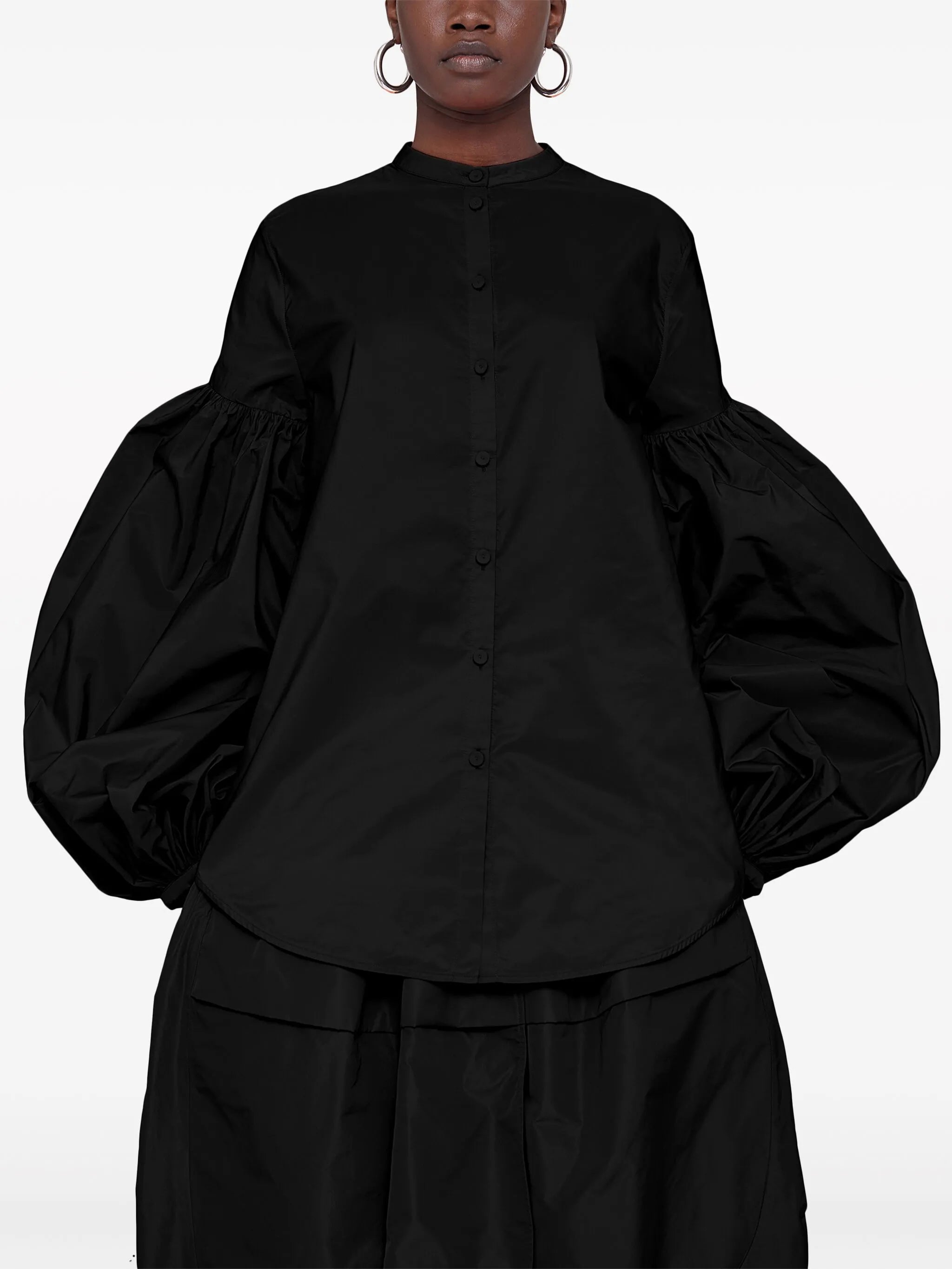 puff-sleeved taffeta shirt