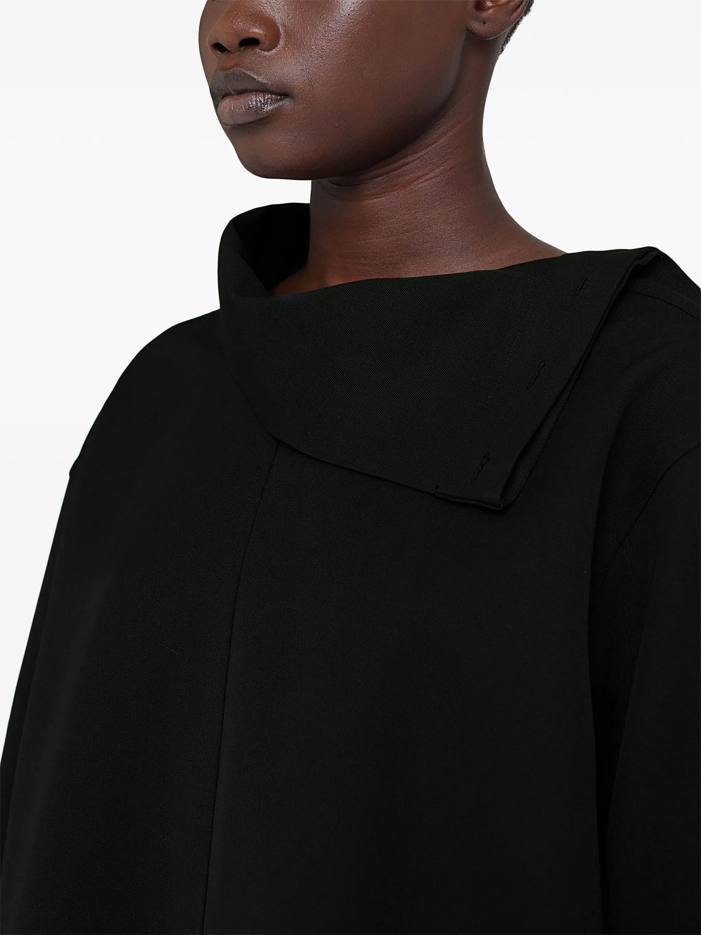 asymmetric-neck gabardine shirt
