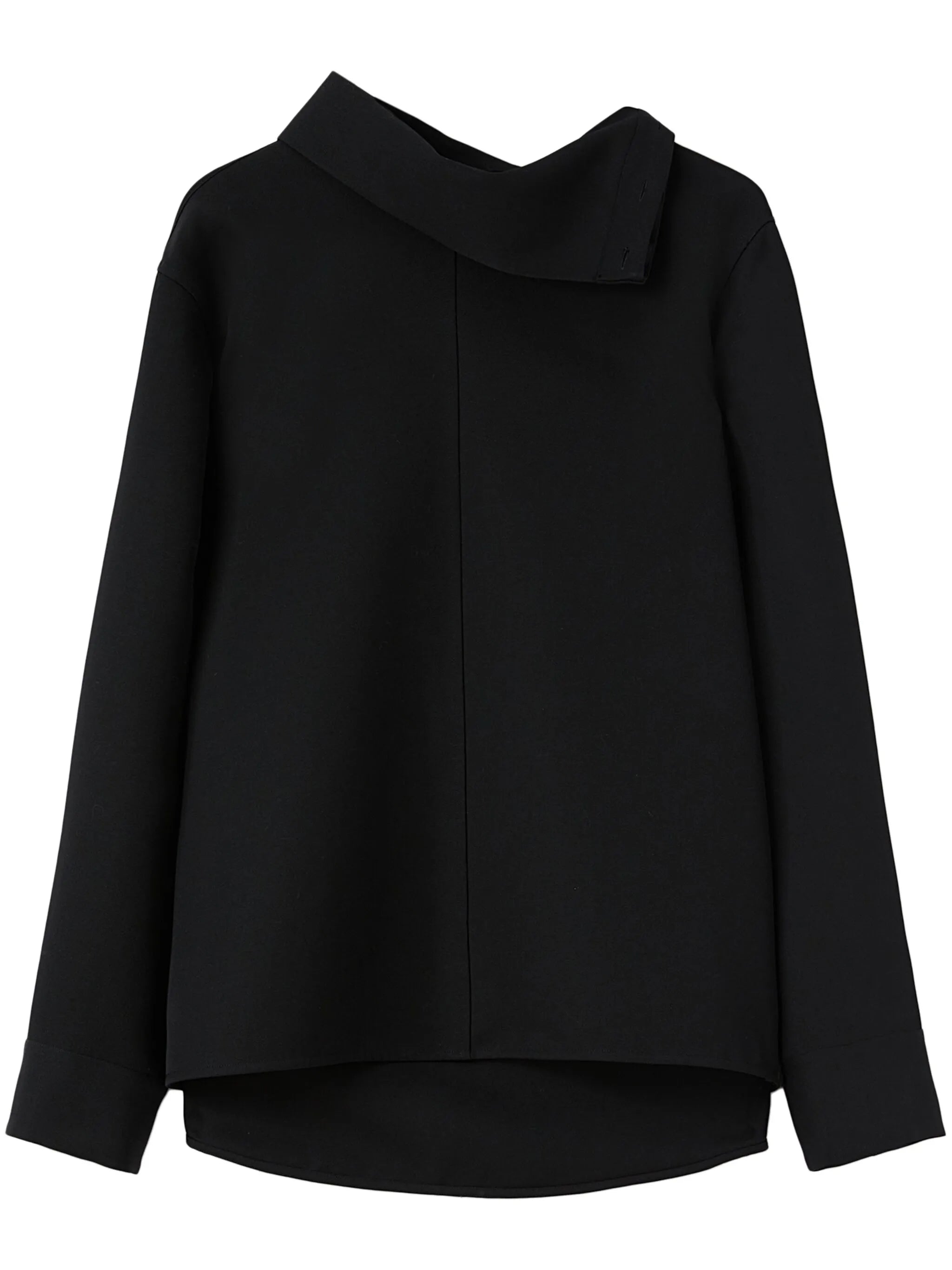 asymmetric-neck gabardine shirt