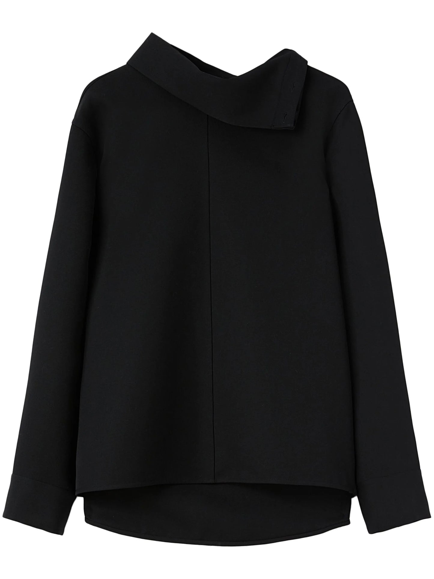 asymmetric-neck gabardine shirt