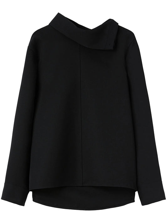 asymmetric-neck gabardine shirt