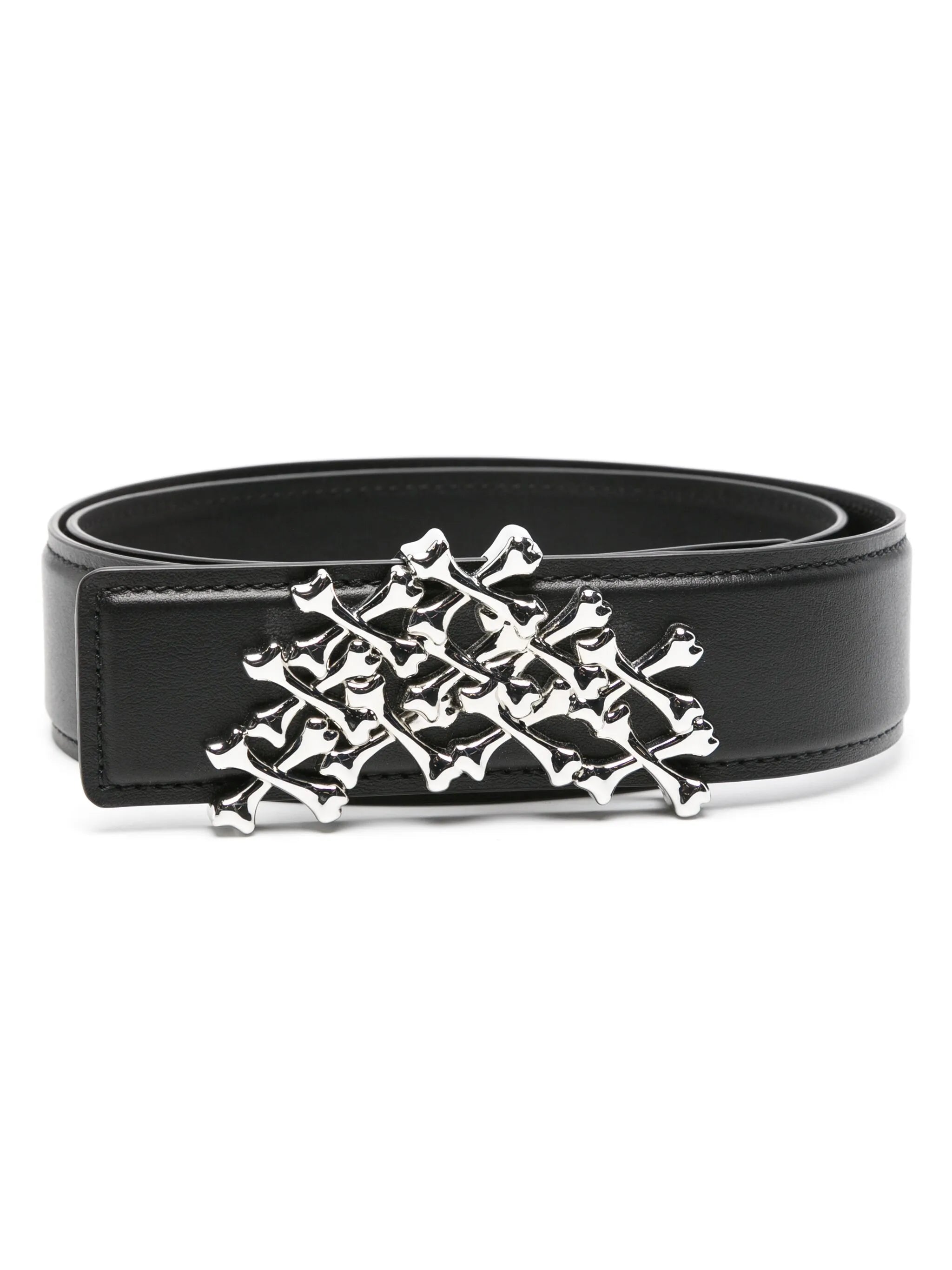 Bones-buckle leather belt