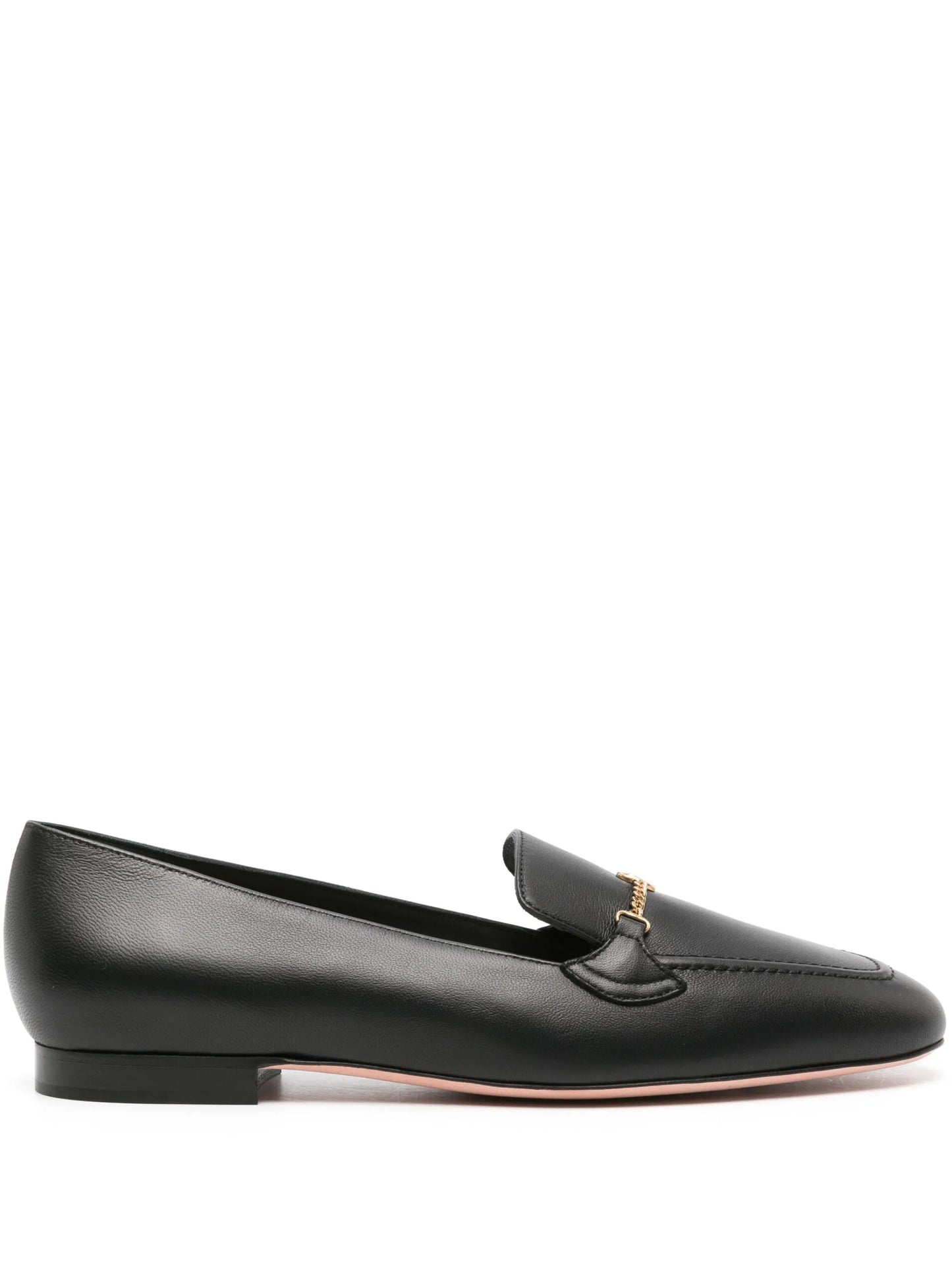 Emblem chain-detail leather loafers