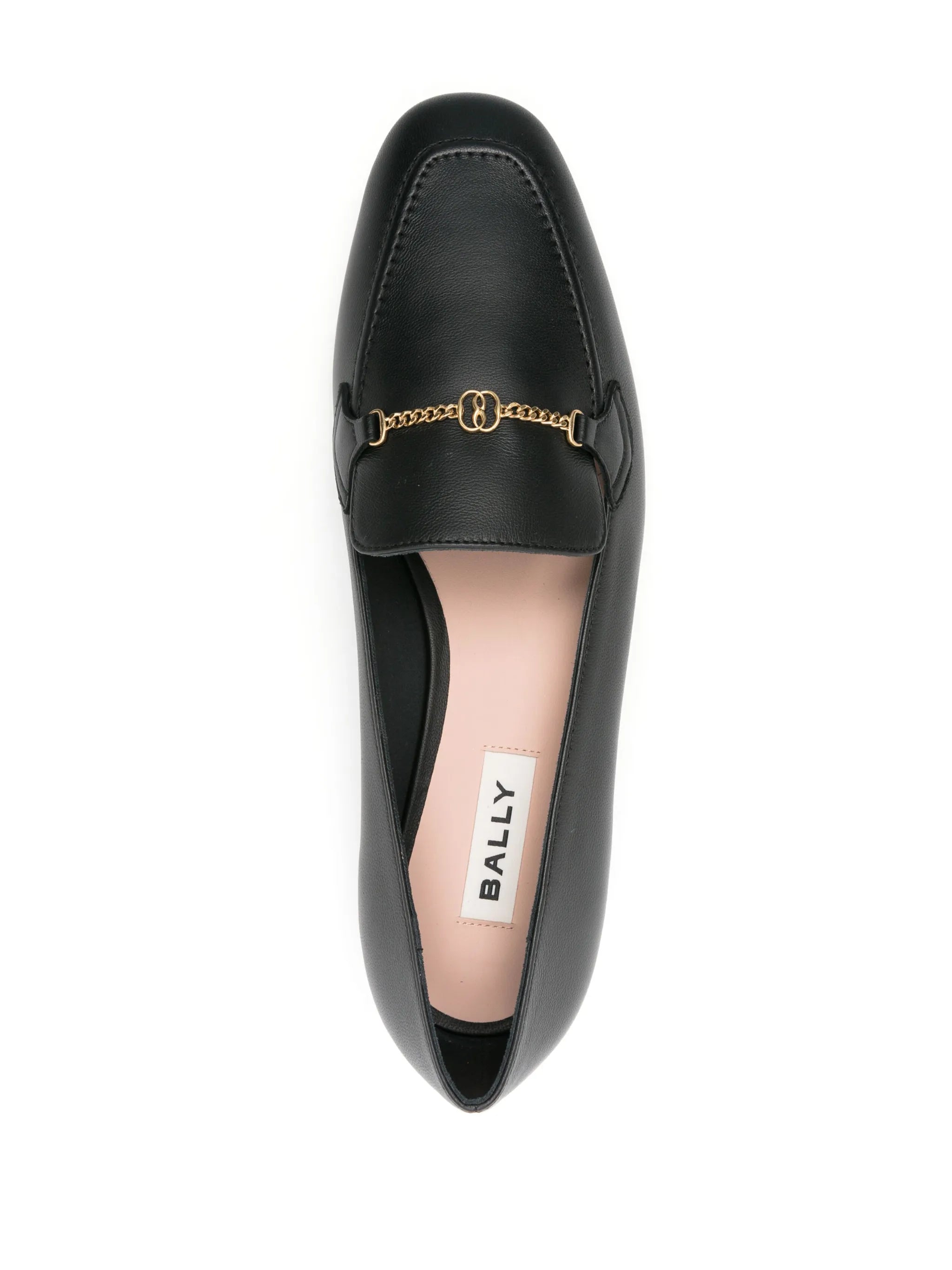 Emblem chain-detail leather loafers