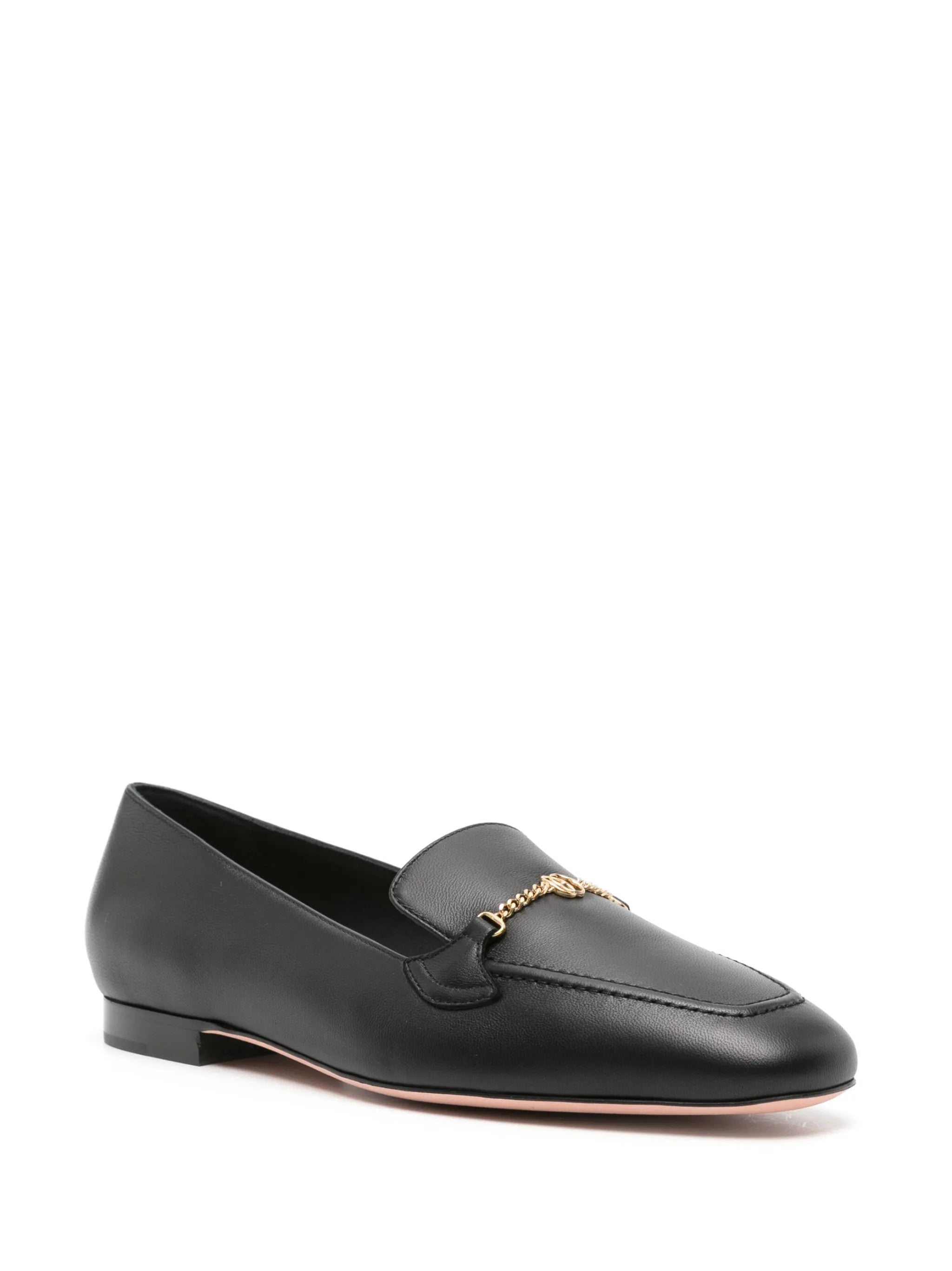 Emblem chain-detail leather loafers