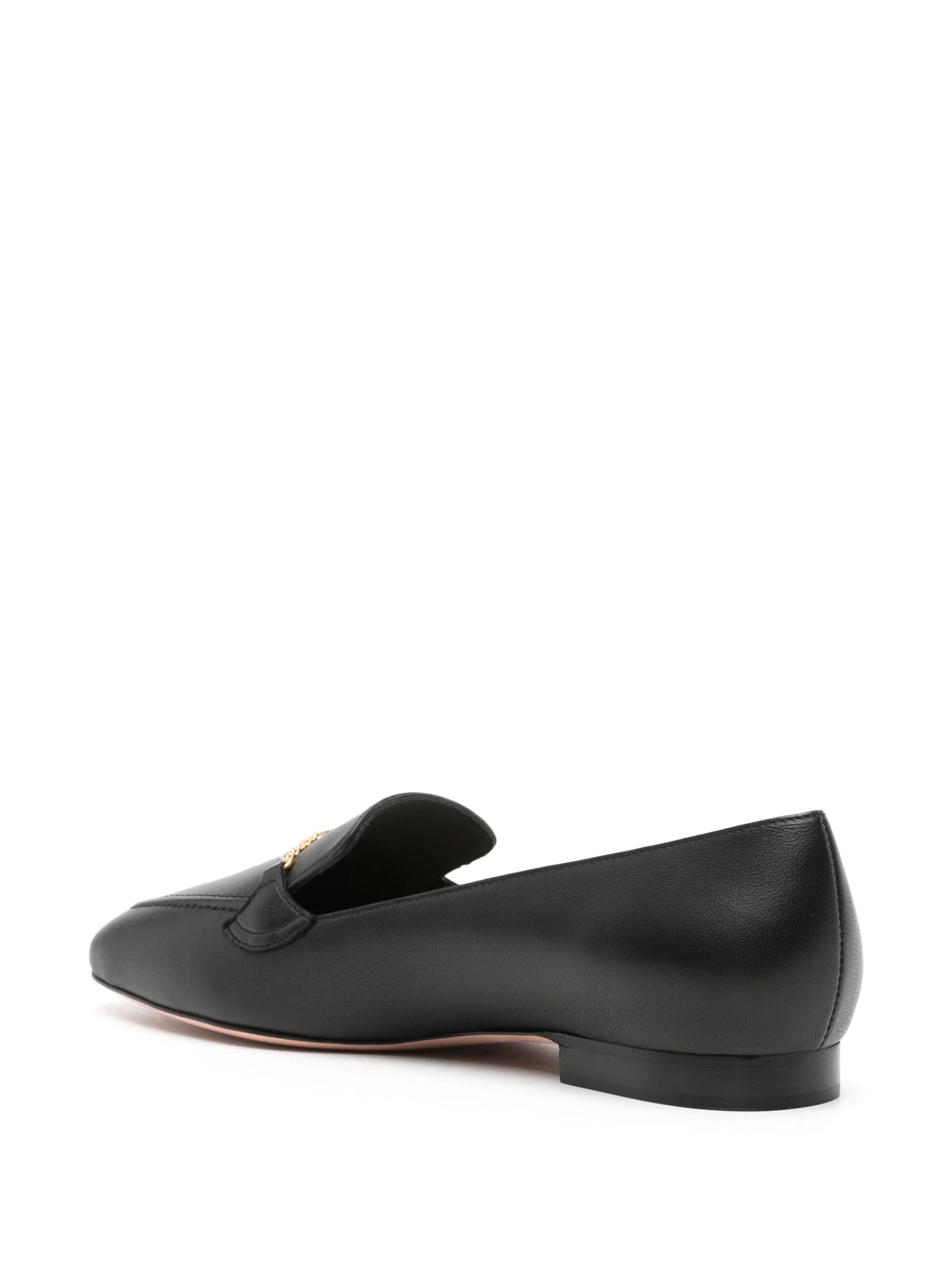 Emblem chain-detail leather loafers
