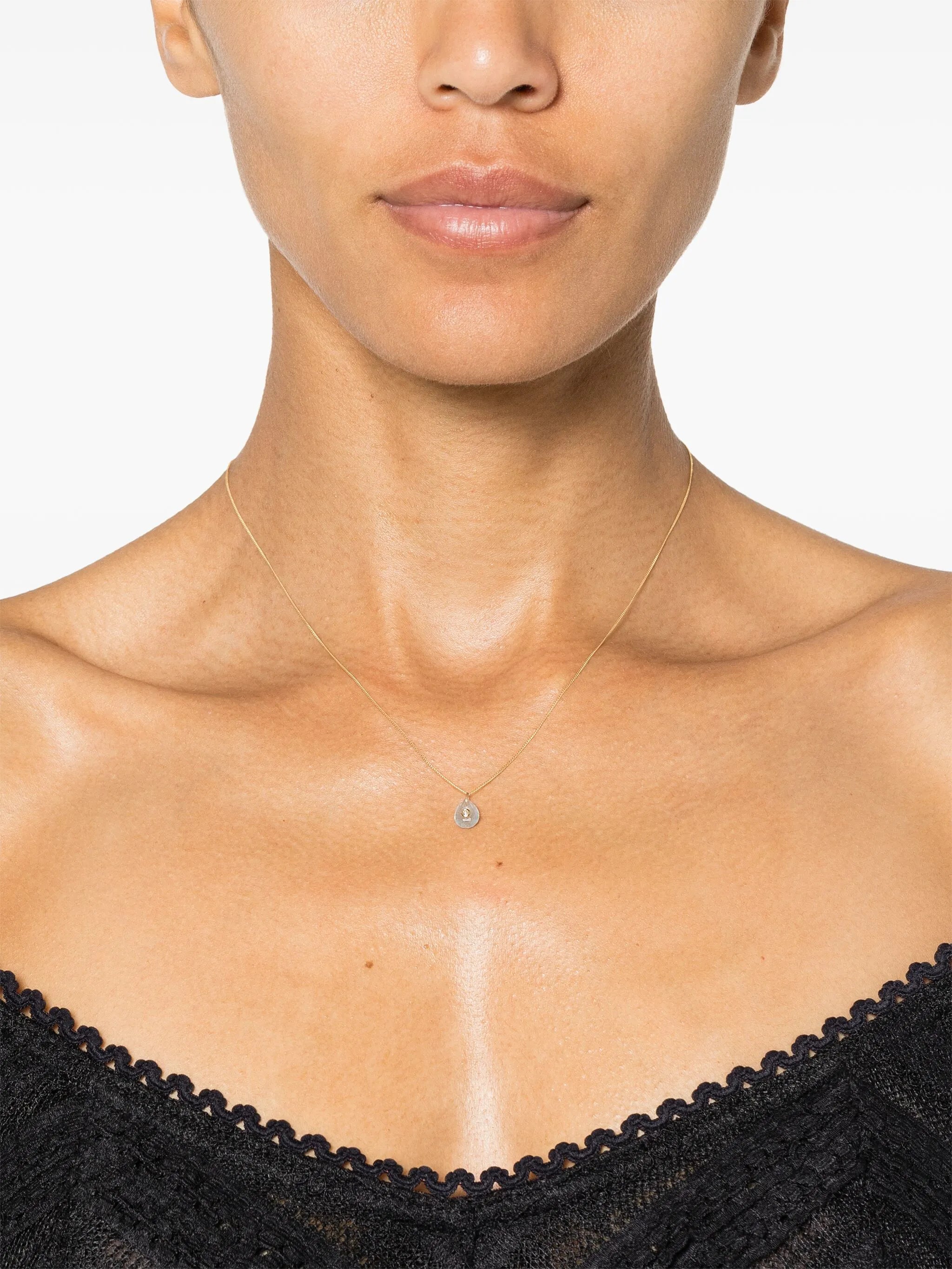 9kt yellow gold Orso diamond and aquamarine necklace