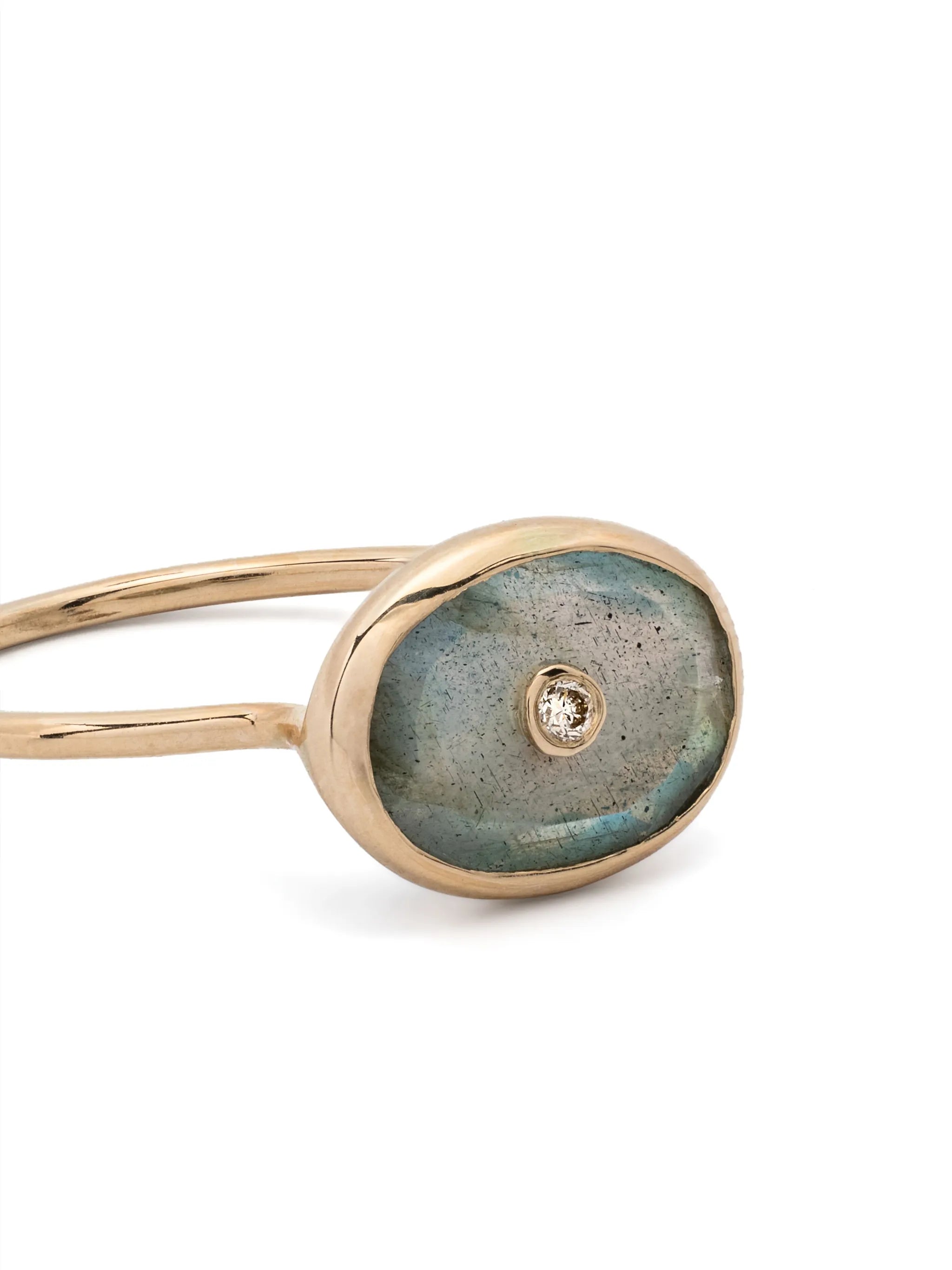 9kt yellow gold Orso diamond and labradorite ring