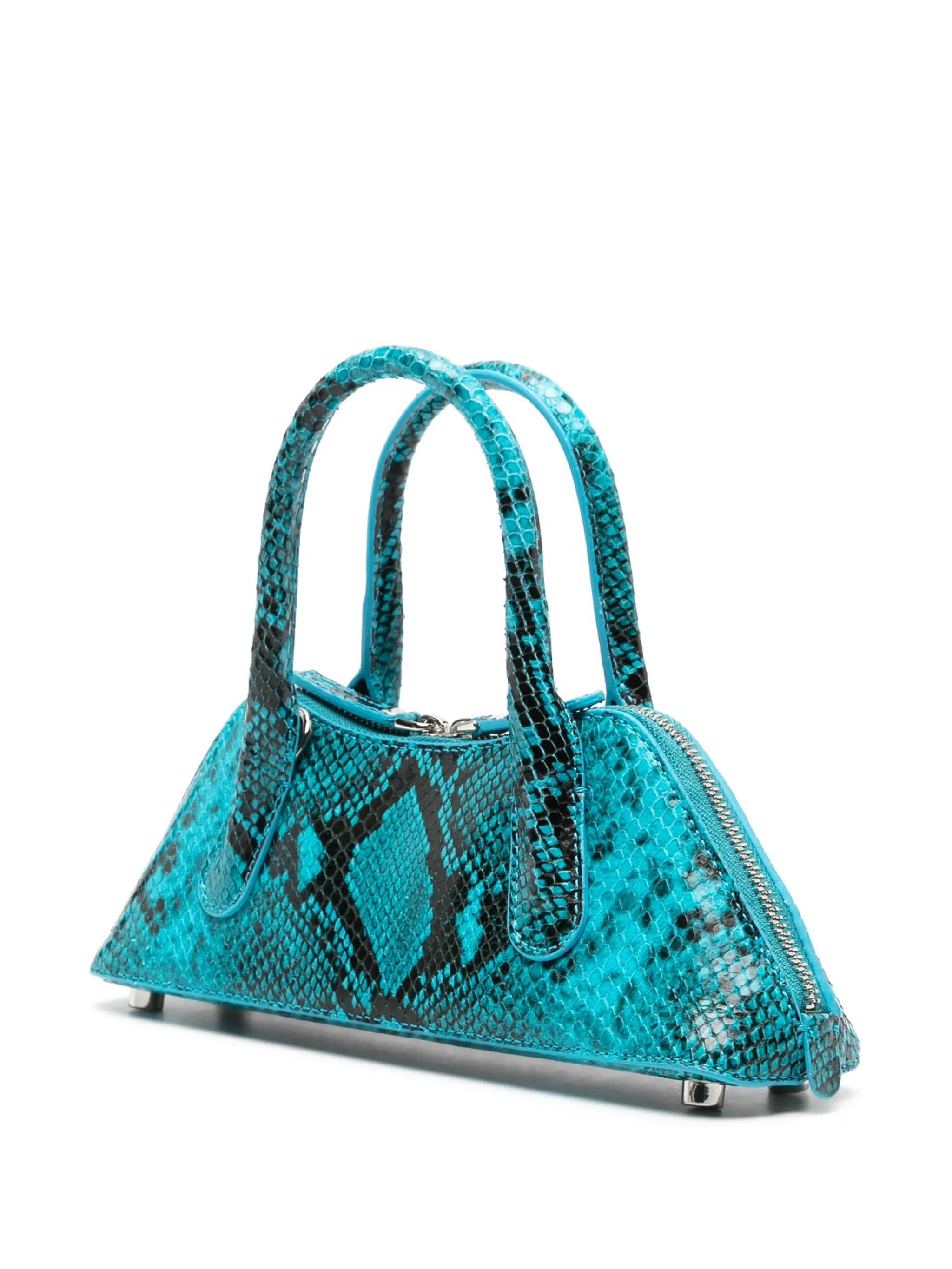 snakeskin-effect leather tote bag